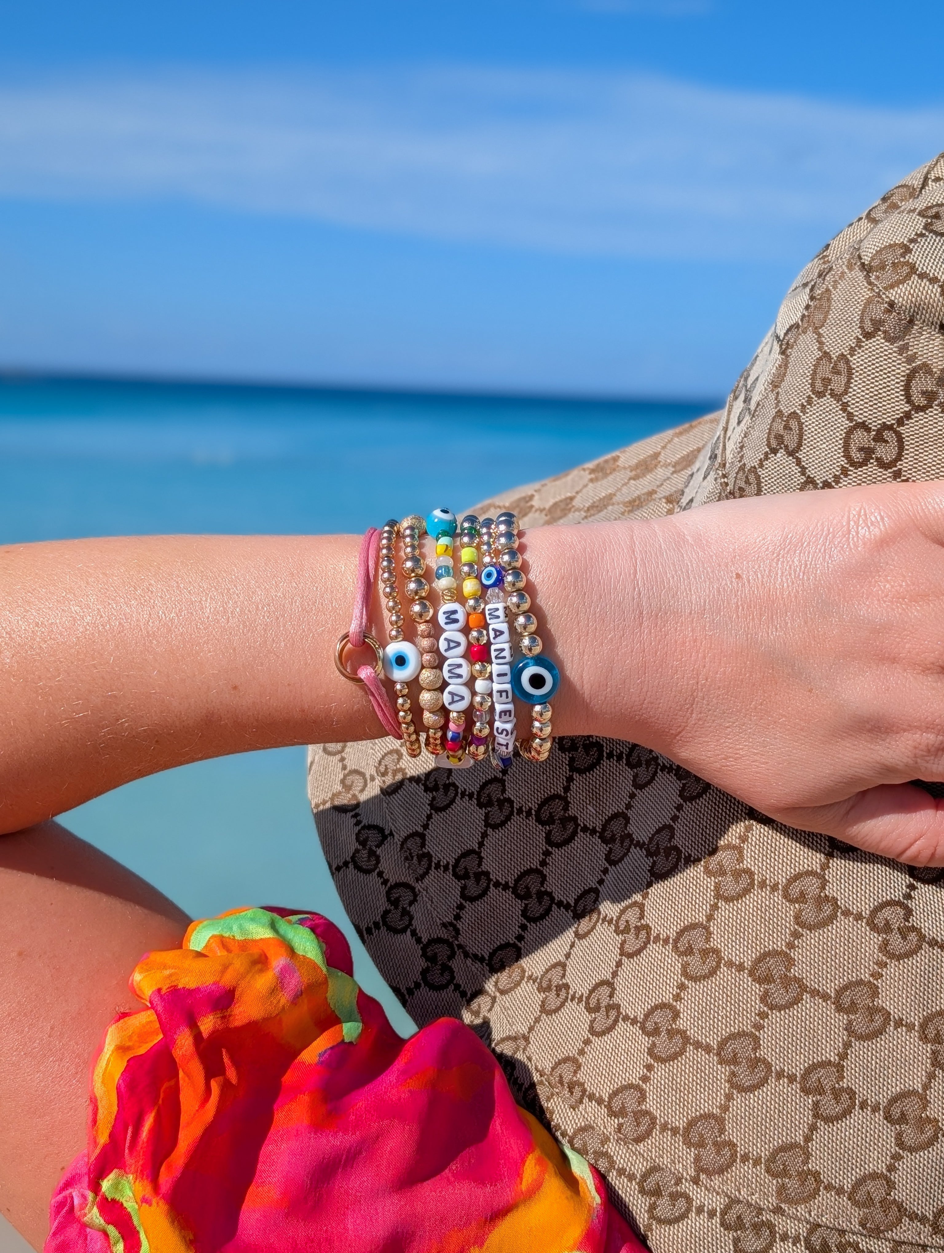 6mm Big Evil Eye Bracelet - 14kt Gold-Filled or Gold Plated Protection Beaded Bracelet