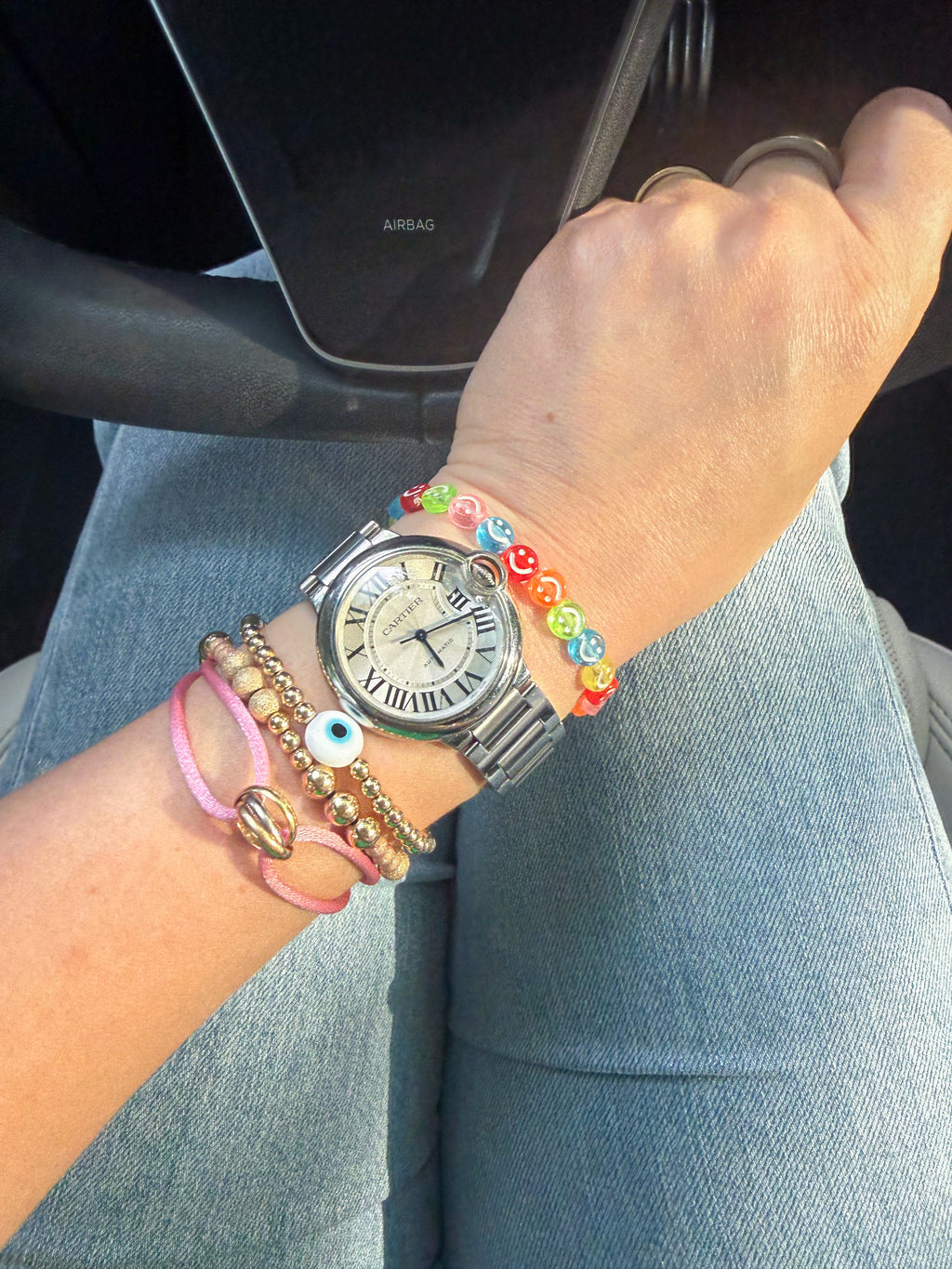 Neon Smiley Stretch Bracelet- custom available