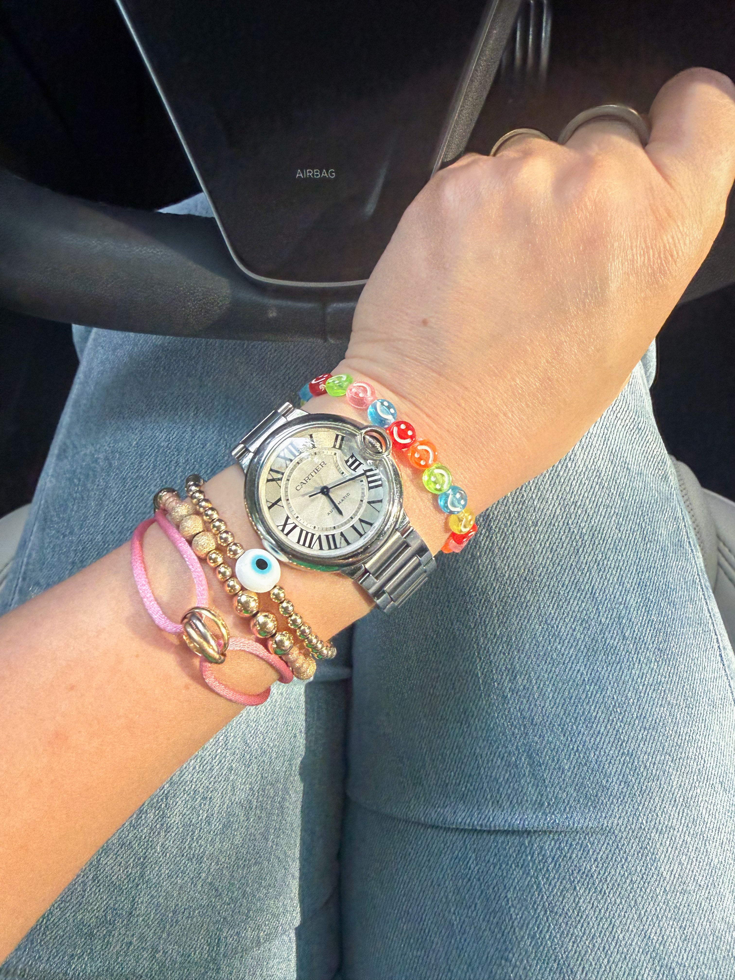 Neon Smiley Stretch Bracelet- custom available