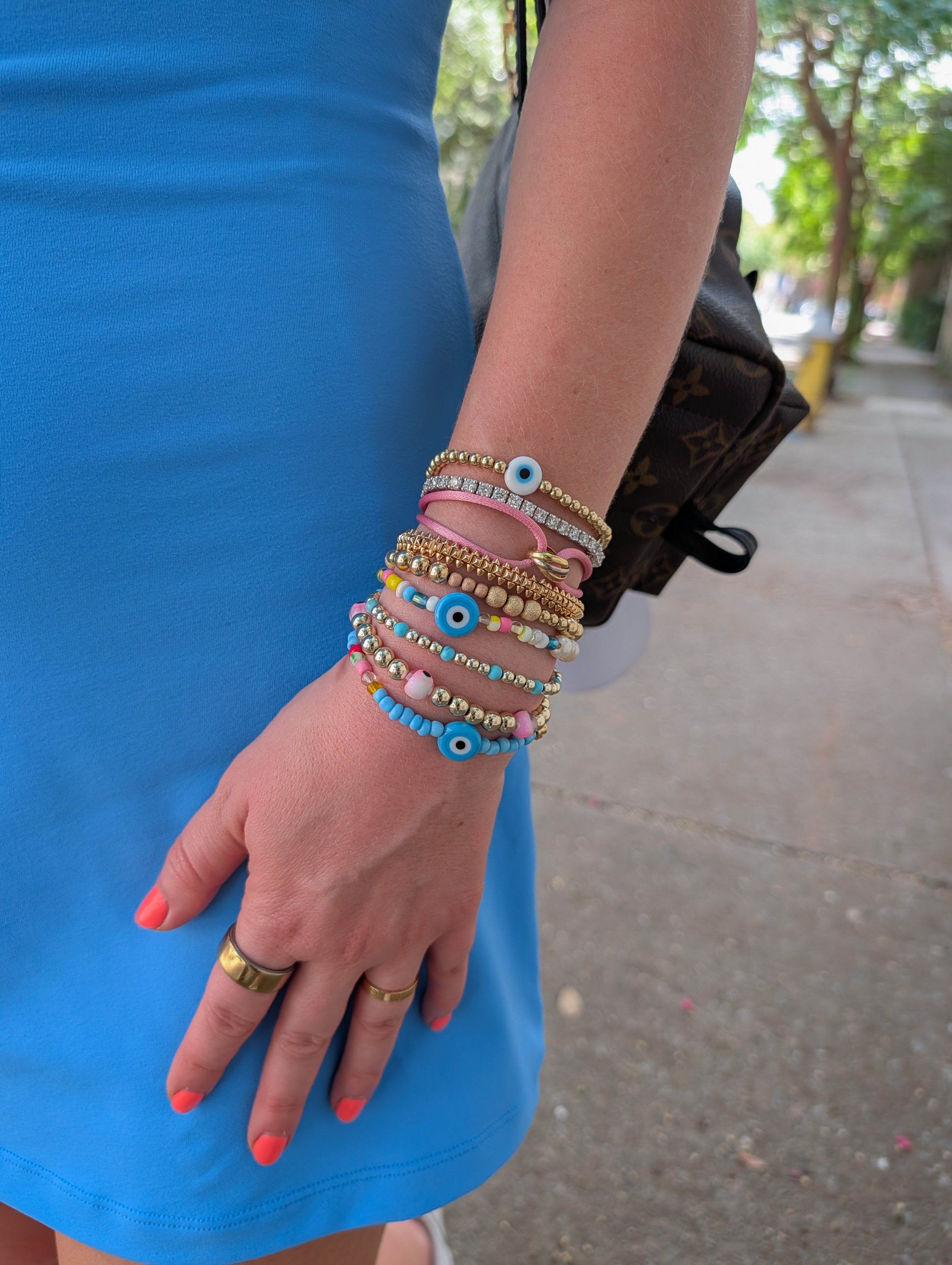 Multicolor Beaded Evil Eye Bracelet