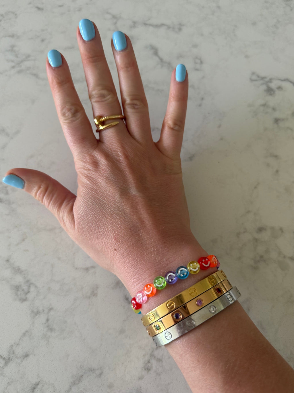 Neon Smiley Stretch Bracelet- custom available