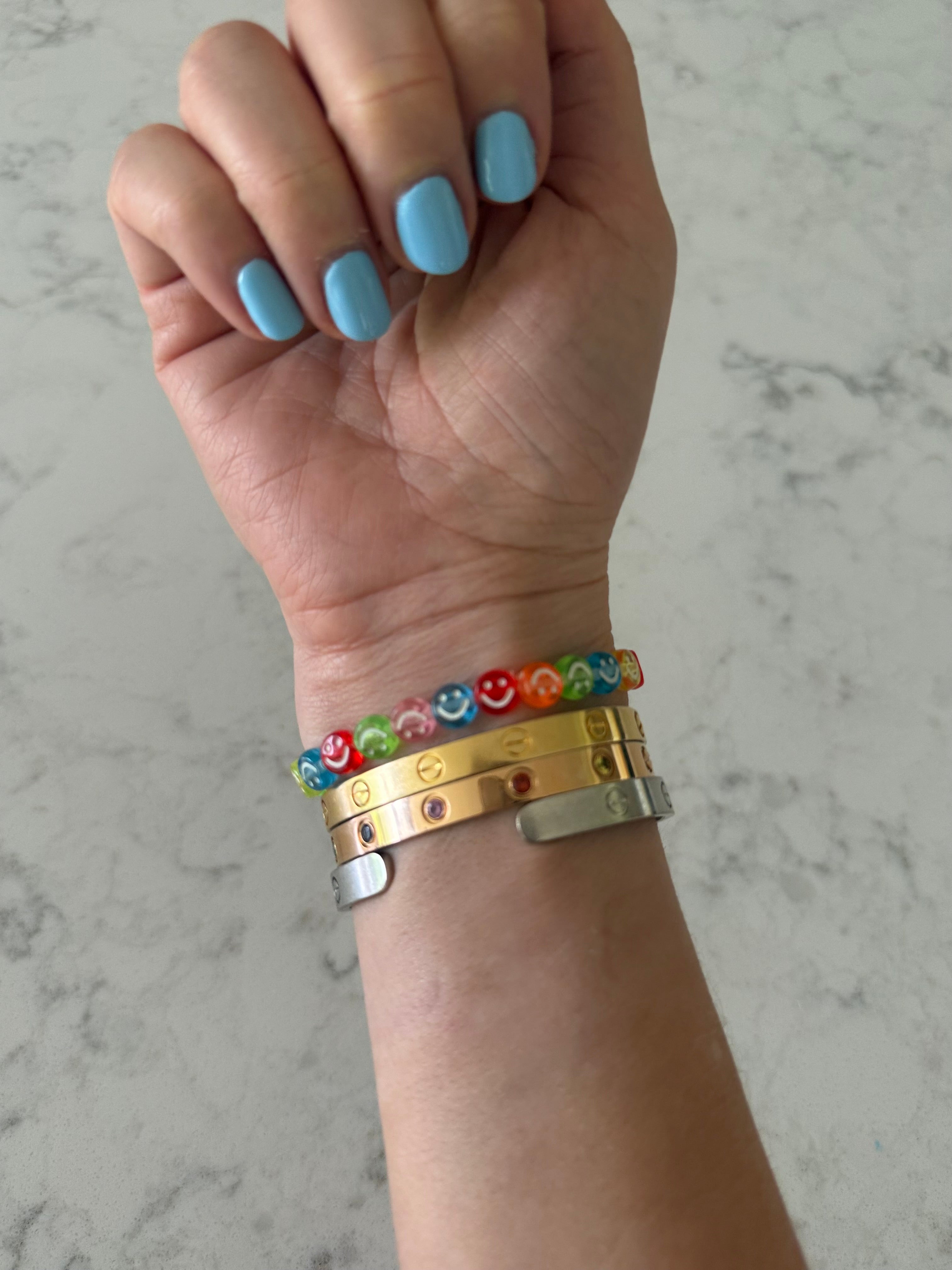 Neon Smiley Stretch Bracelet- custom available