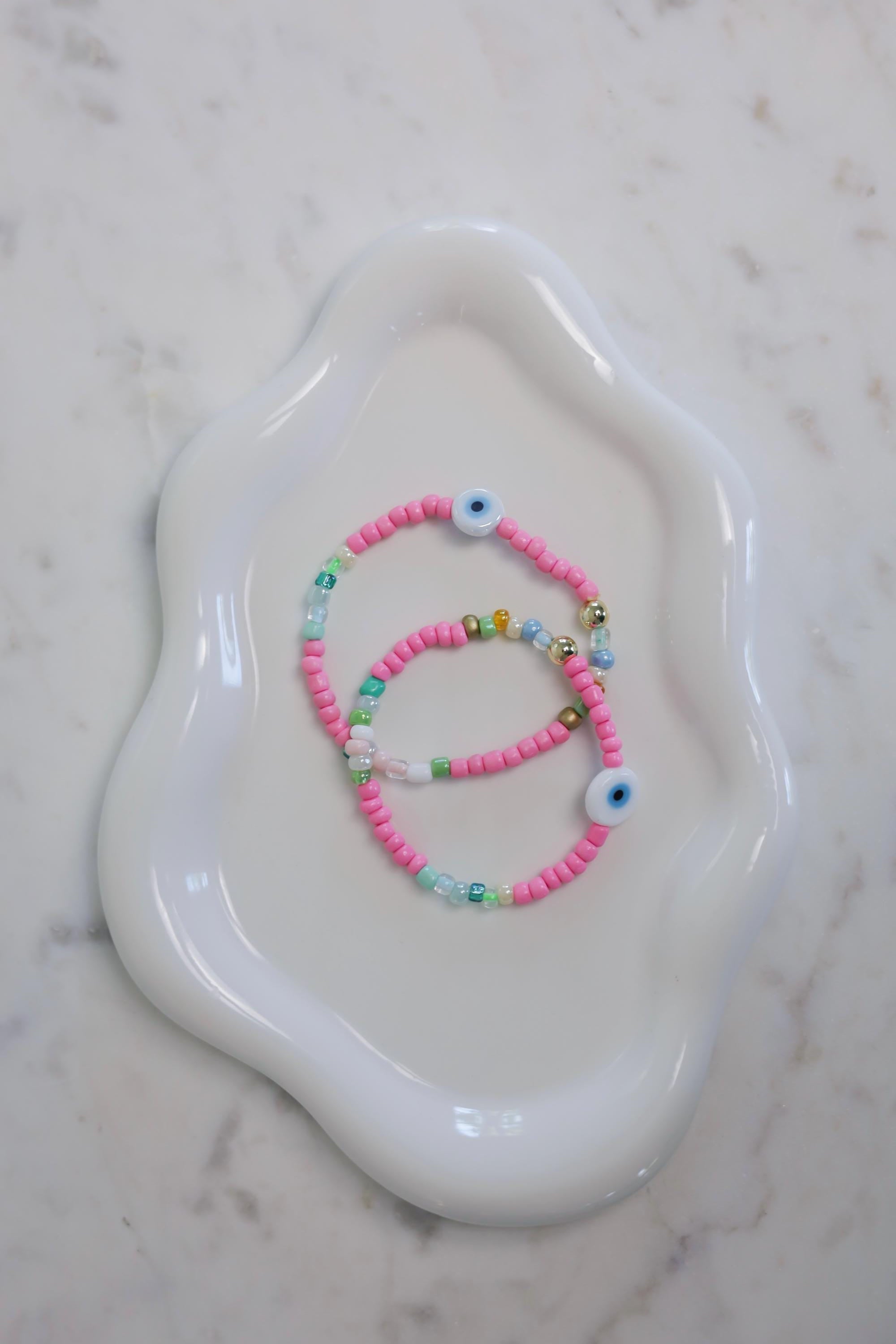 Beaded Evil Eye Bracelet, 14kt Gold-Filled, Friendship Jewelry