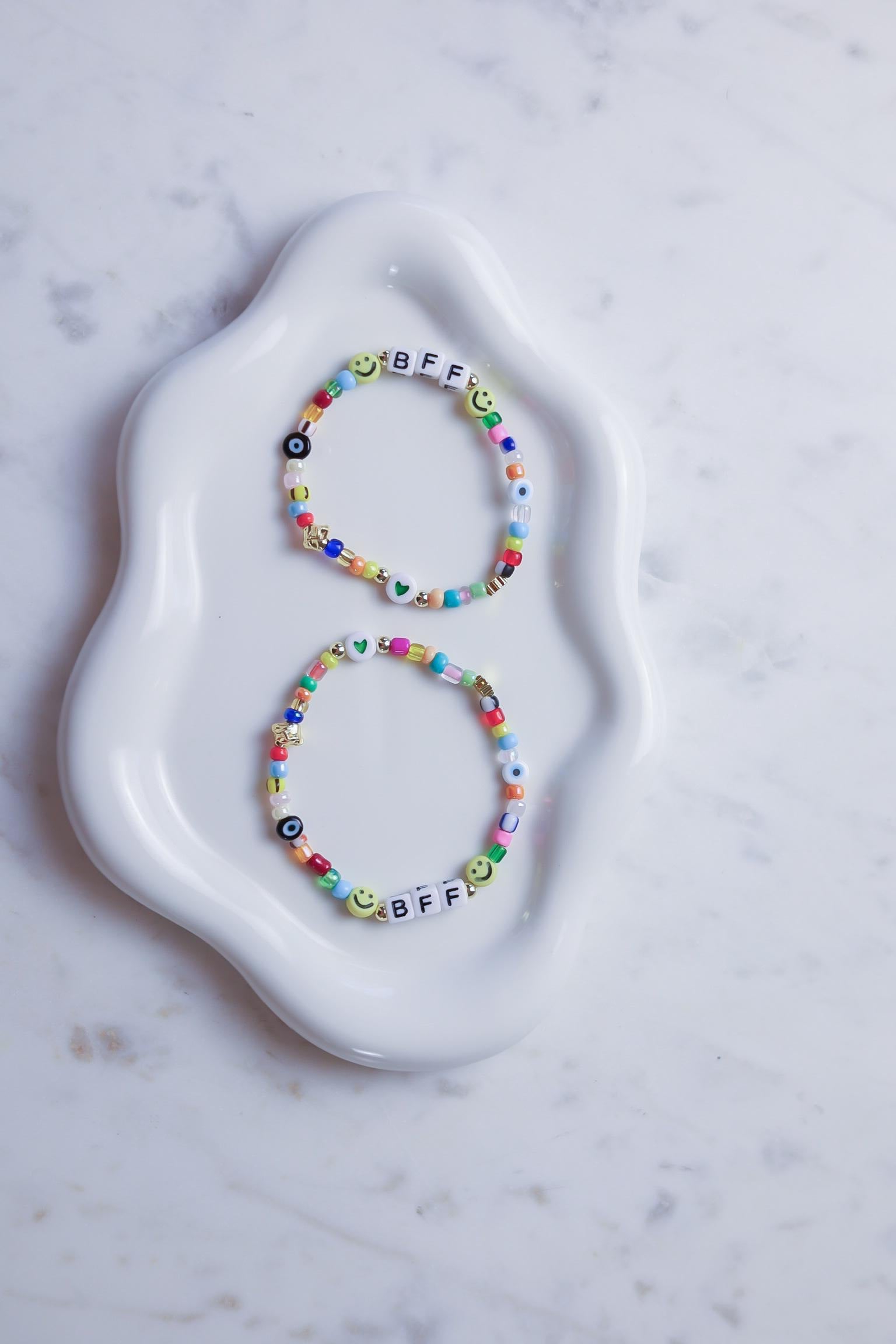 Custom Word Beaded Bracelet, Personalized Friendship Bracelet Evil Eye Protection, Inspirational Words f*ck off, grateful, strong AF