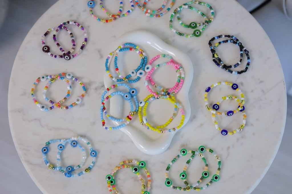 Beaded Evil Eye Bracelet, 14kt Gold-Filled, Friendship Jewelry