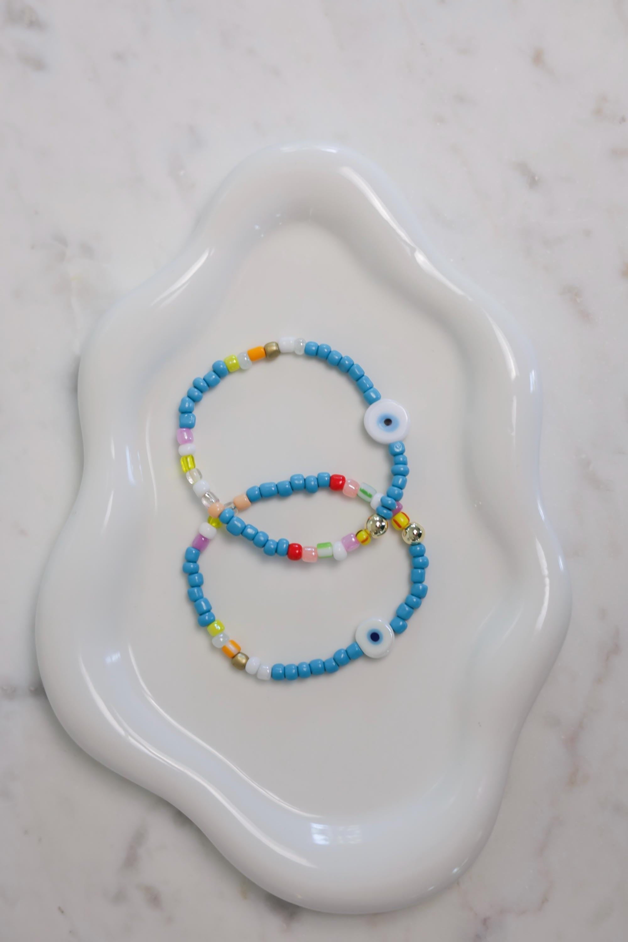 Beaded Evil Eye Bracelet, 14kt Gold-Filled, Friendship Jewelry