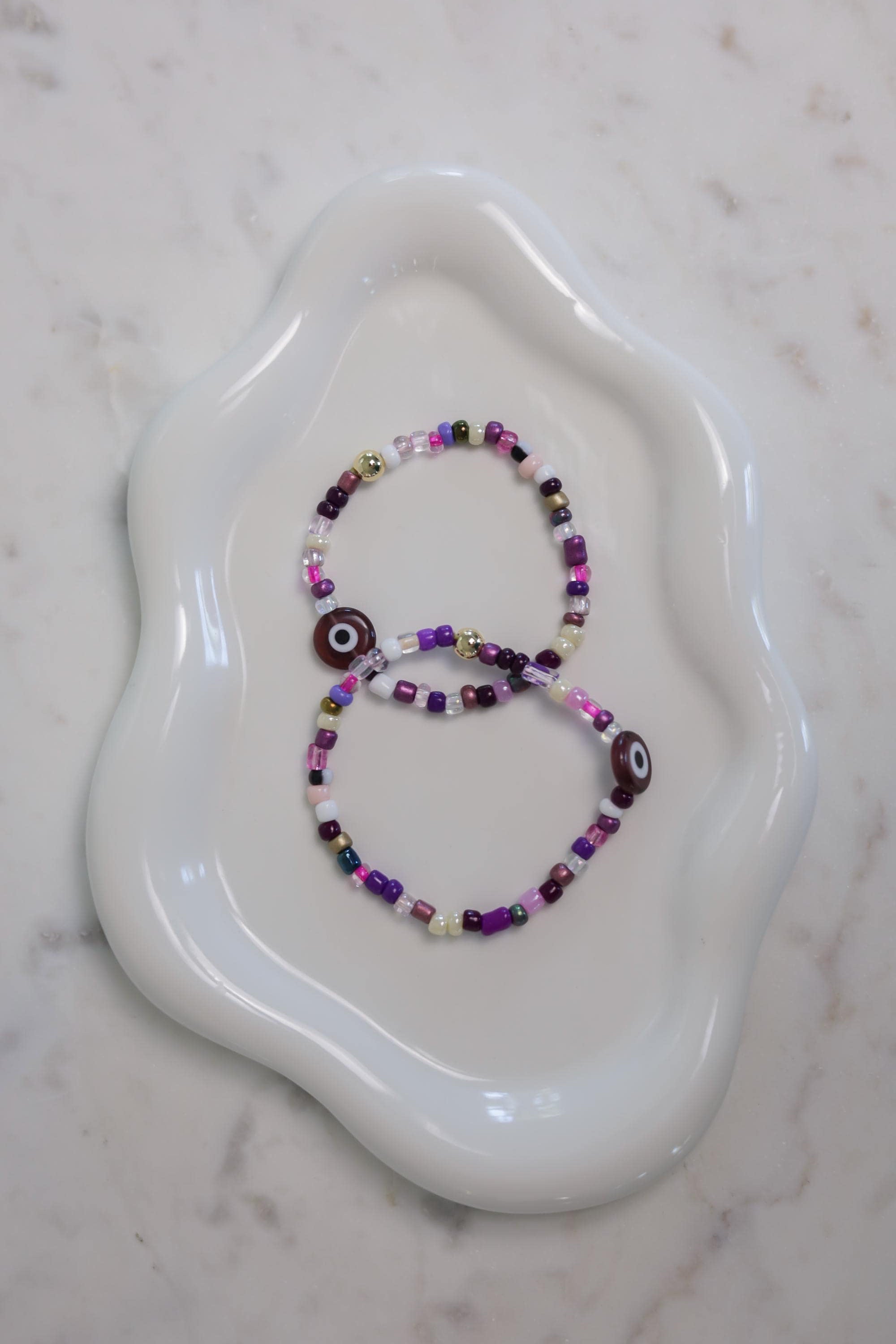 Multicolor Beaded Evil Eye Friendship Bracelet with Glass Charm, 14kt Gold-Plated Bead