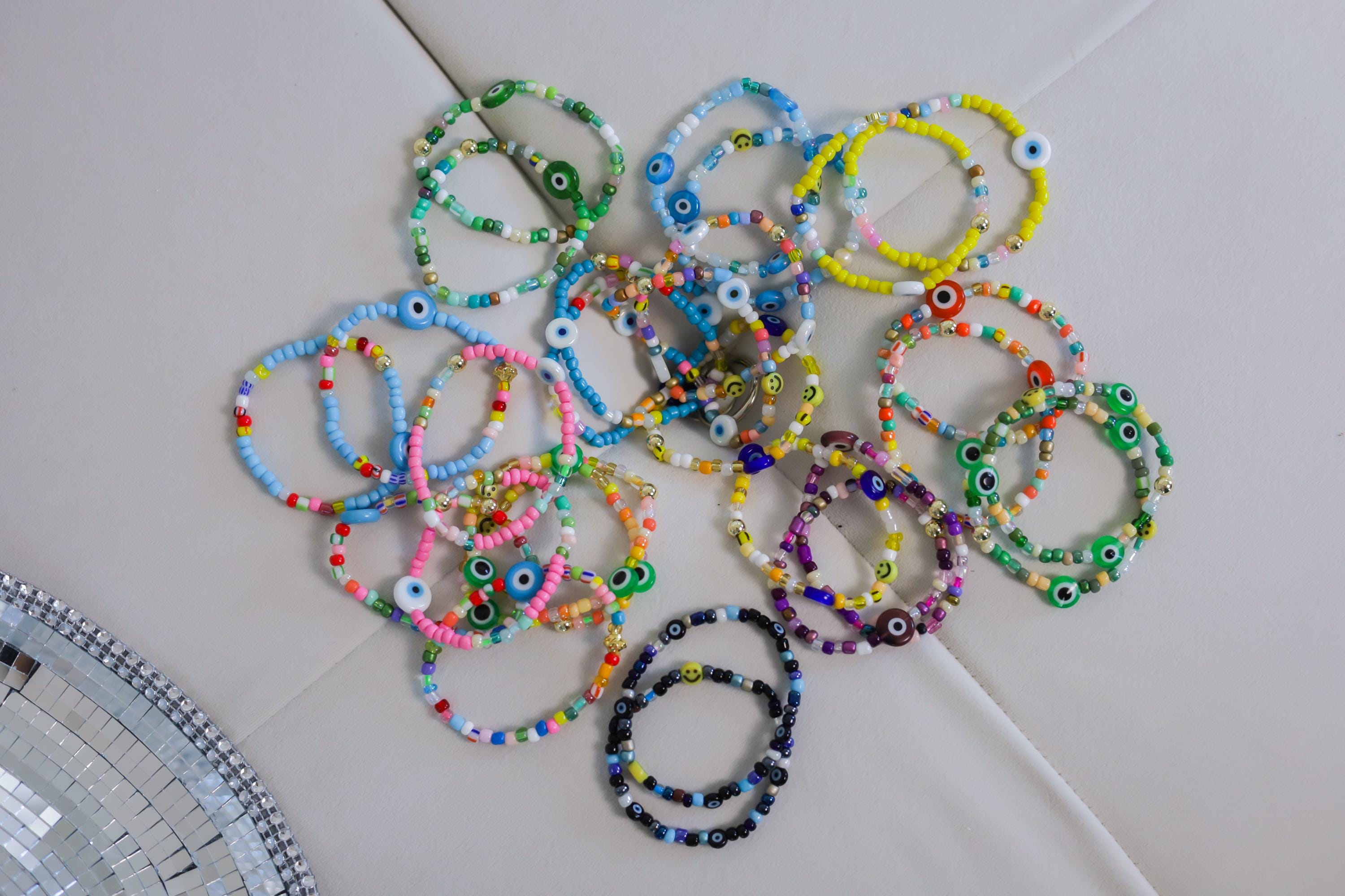 Triple Evil Eye Beaded Friendship Bracelet, Custom Protection Jewelry
