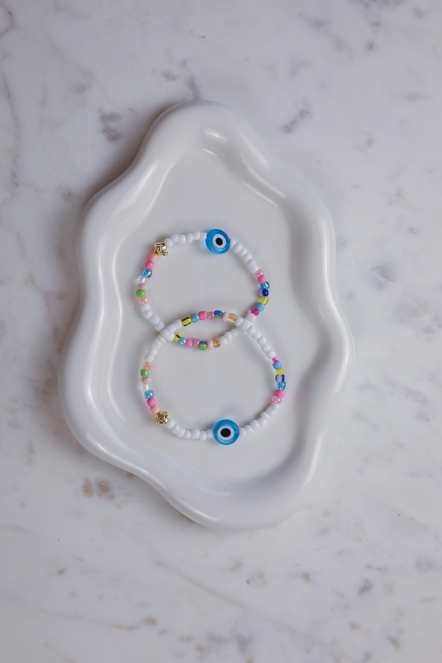 Beaded Evil Eye Bracelet, 14kt Gold-Filled, Friendship Jewelry