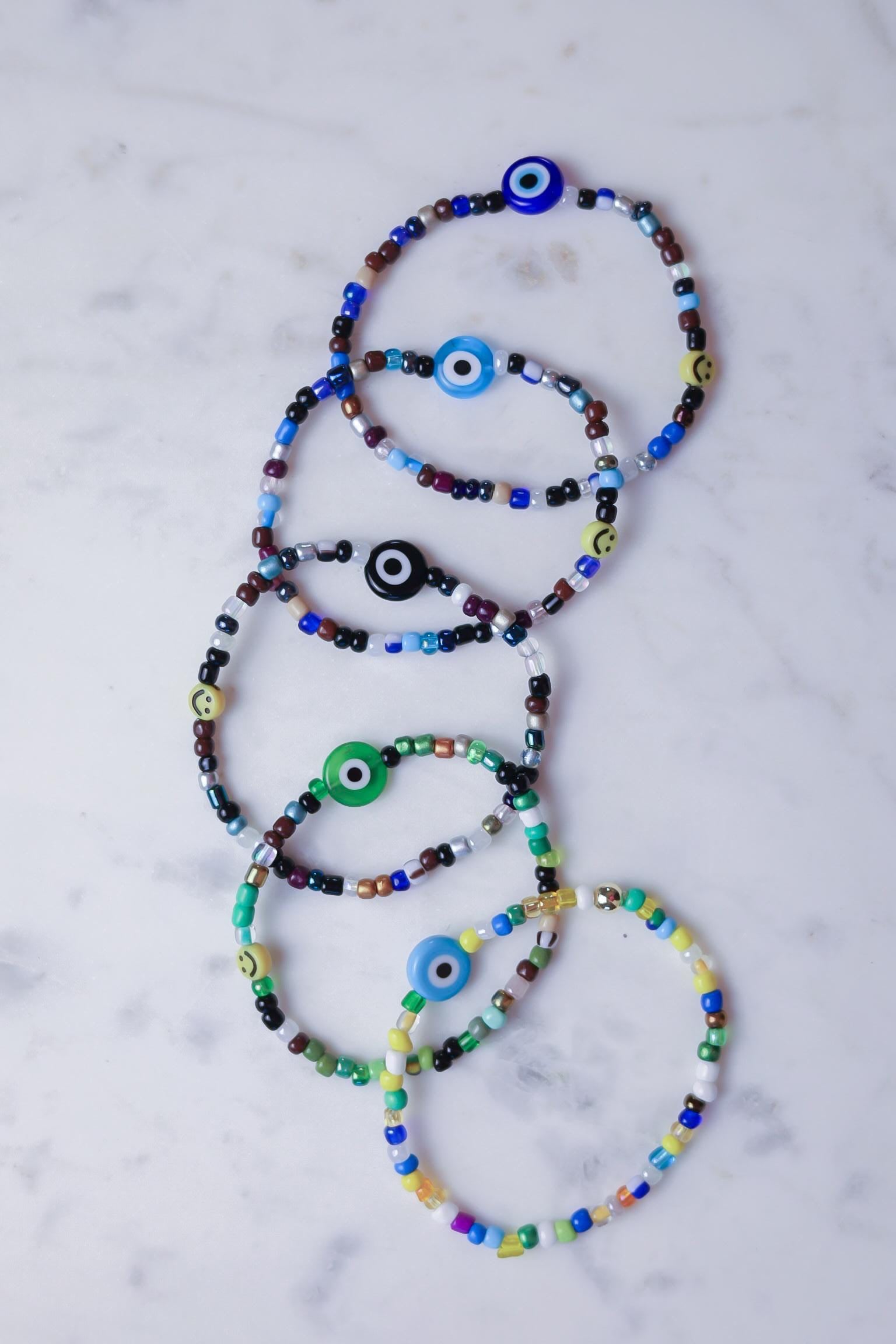 Men's Custom Evil Eye Beaded Friendship Bracelet, Personalized Name Gift