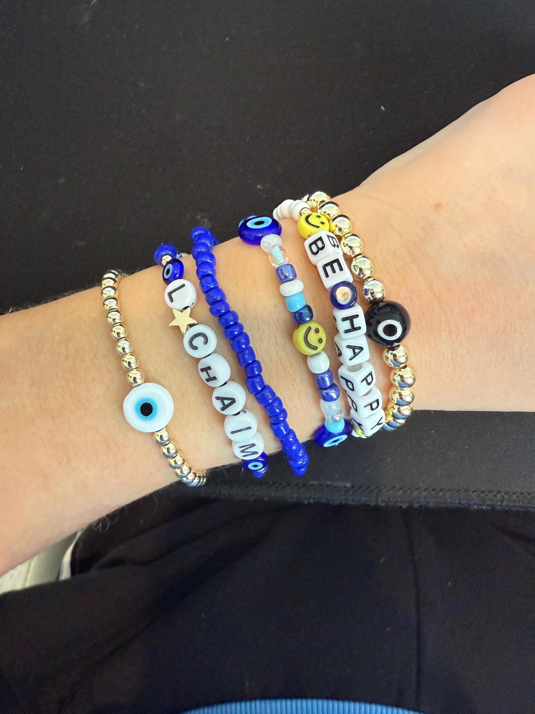 14kt Gold-Filled Evil Eye Beaded Bracelet with Glass Charm, Gold-Filled Beads