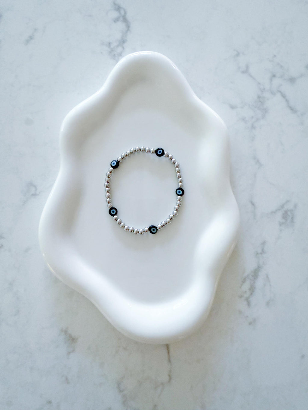 Dainty Evil Eye Bracelet – 14k Gold Plated Beads, Protection Jewelry