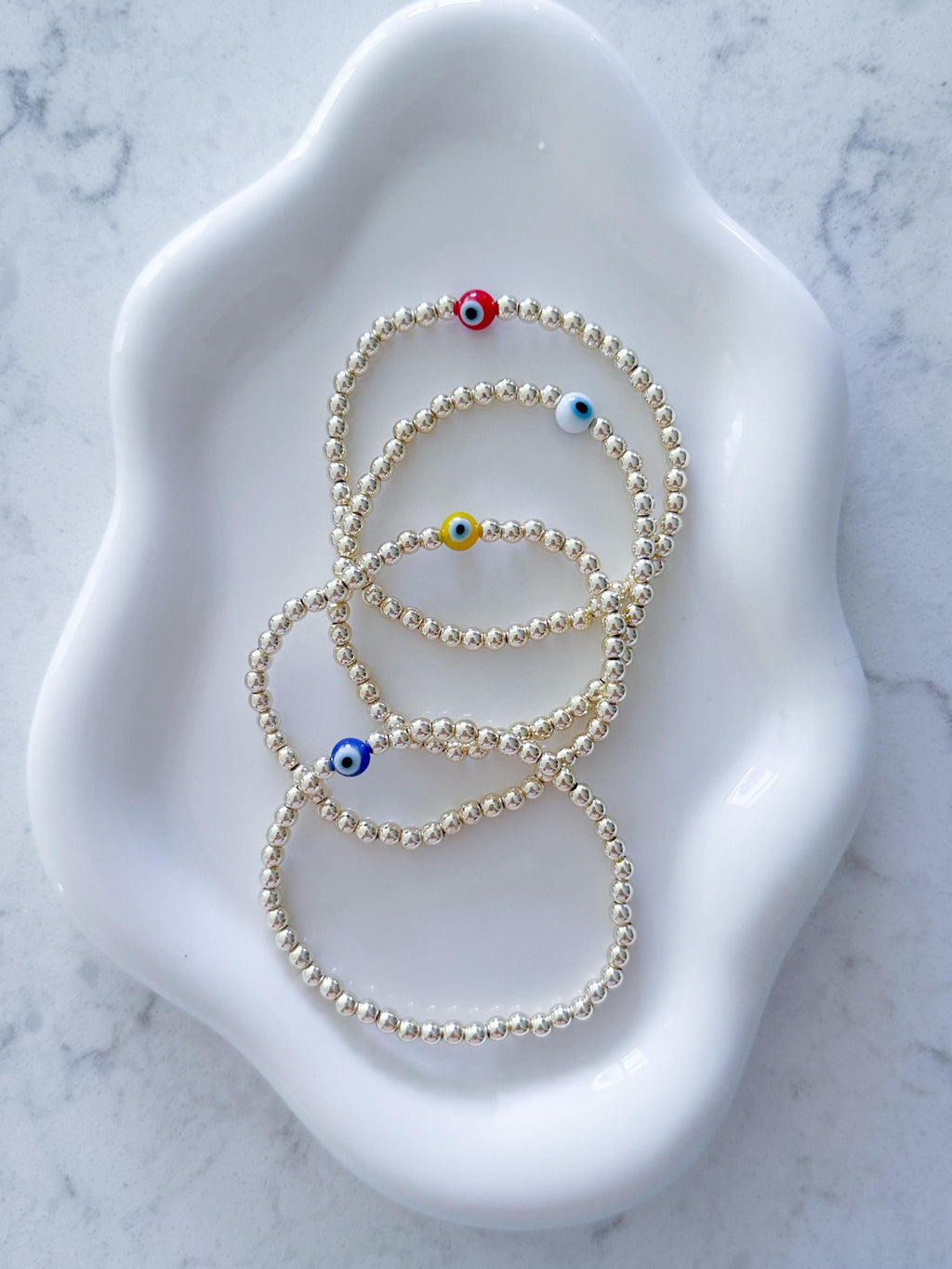 14kt Gold-Plated Evil Eye Bracelet: Dainty Beaded Protection