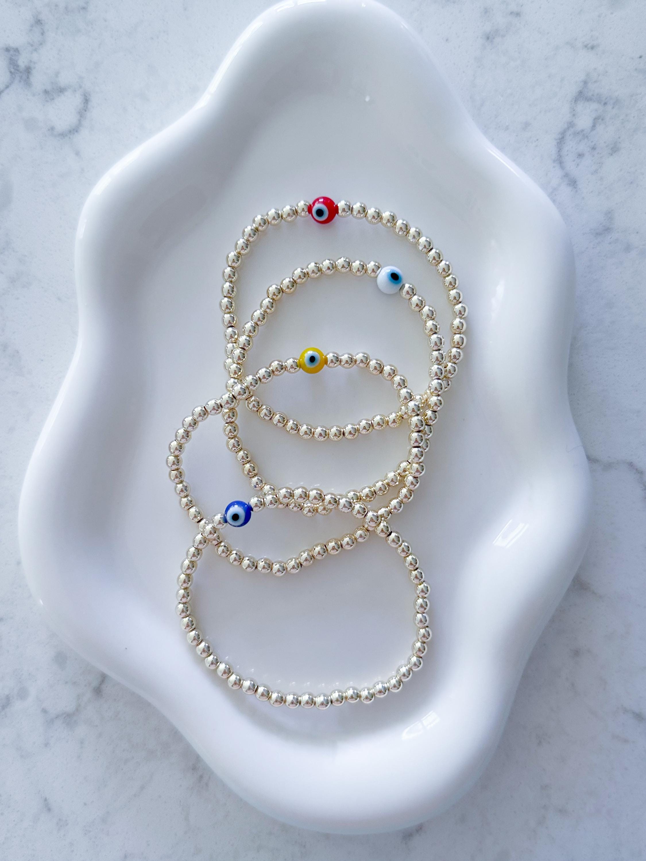 14kt Gold-Plated Evil Eye Bracelet: Dainty Beaded Protection