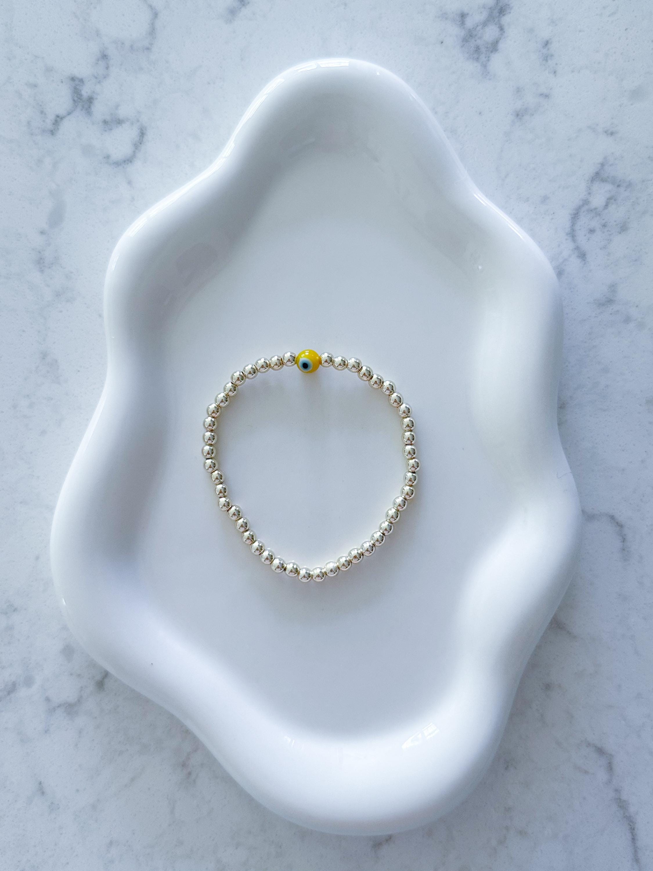 14kt Gold-Plated Evil Eye Bracelet: Dainty Beaded Protection