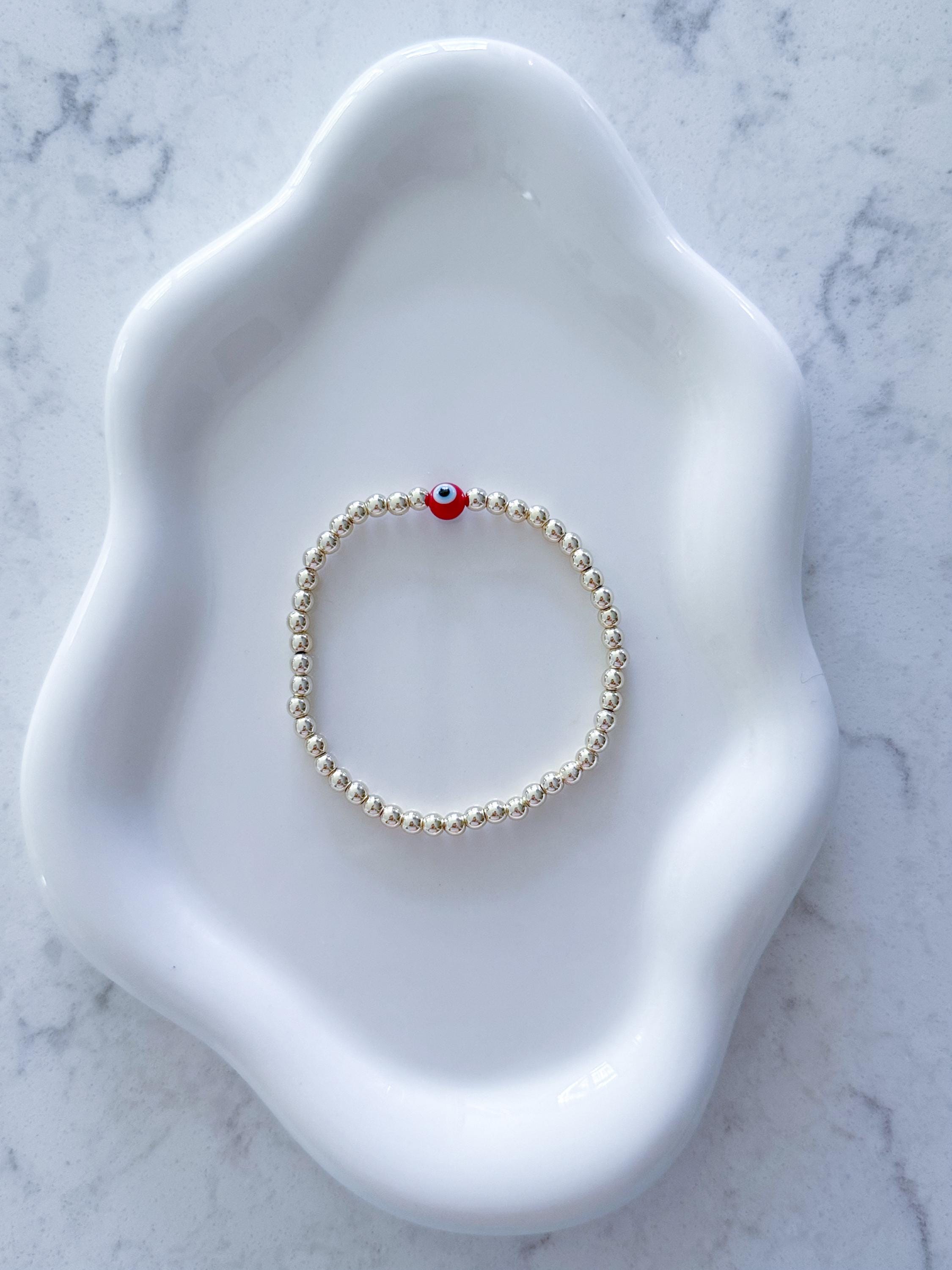 14kt Gold-Plated Evil Eye Bracelet: Dainty Beaded Protection
