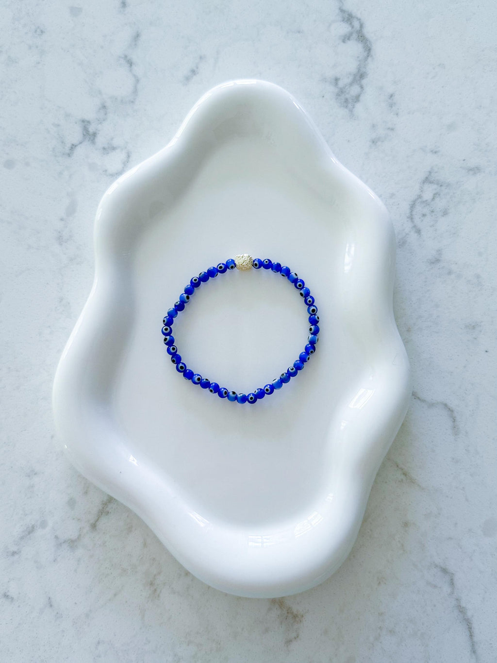 Dainty Evil Eye Bracelet: 14k Gold Filled, Custom Color Protection Jewelry