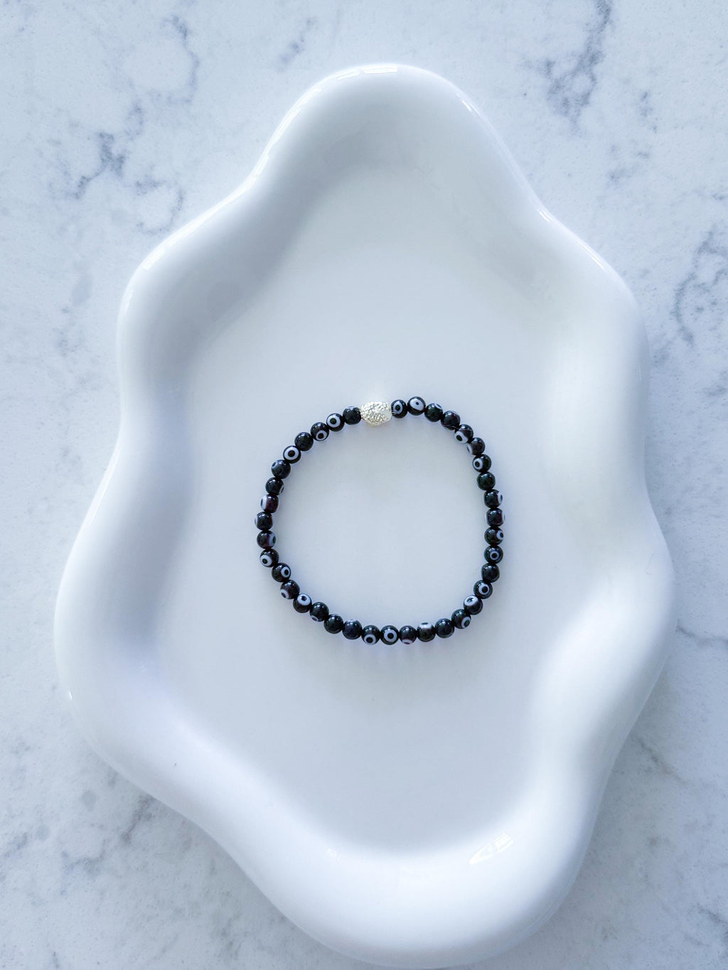 Dainty Evil Eye Bracelet: 14k Gold Filled, Custom Color Protection Jewelry