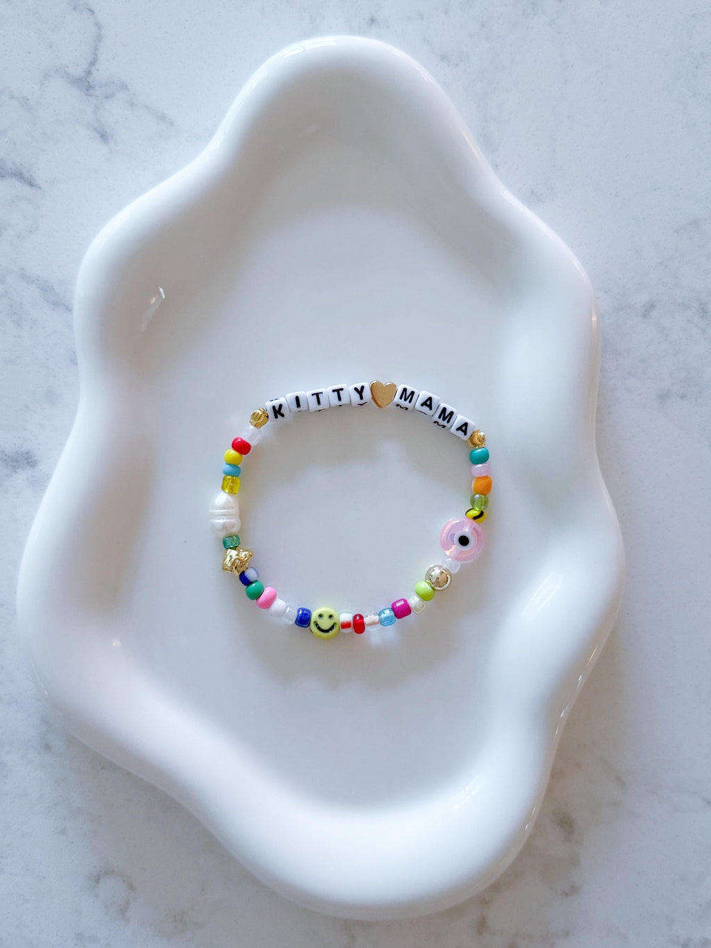 Pup Mama Beaded Bracelet – 14k Gold, Pearl, Evil Eye, Pet Lover Gift