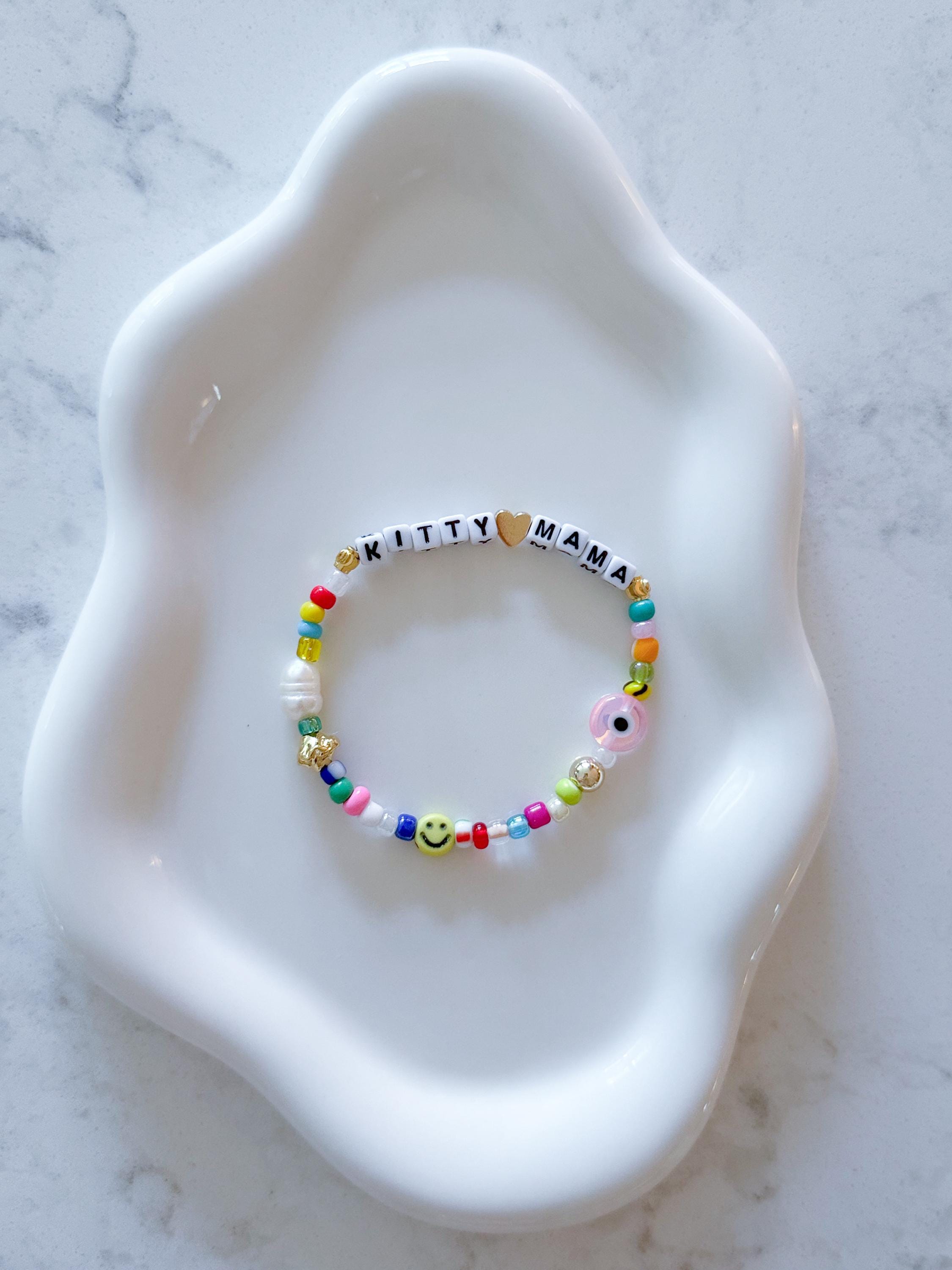 Pup Mama Beaded Bracelet – 14k Gold, Pearl, Evil Eye, Pet Lover Gift