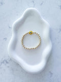 14kt Gold-Plated Evil Eye Bracelet with Gold-Filled Beads