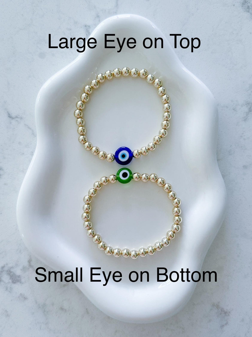 14kt Gold-Plated Evil Eye Bracelet with Gold-Filled Beads