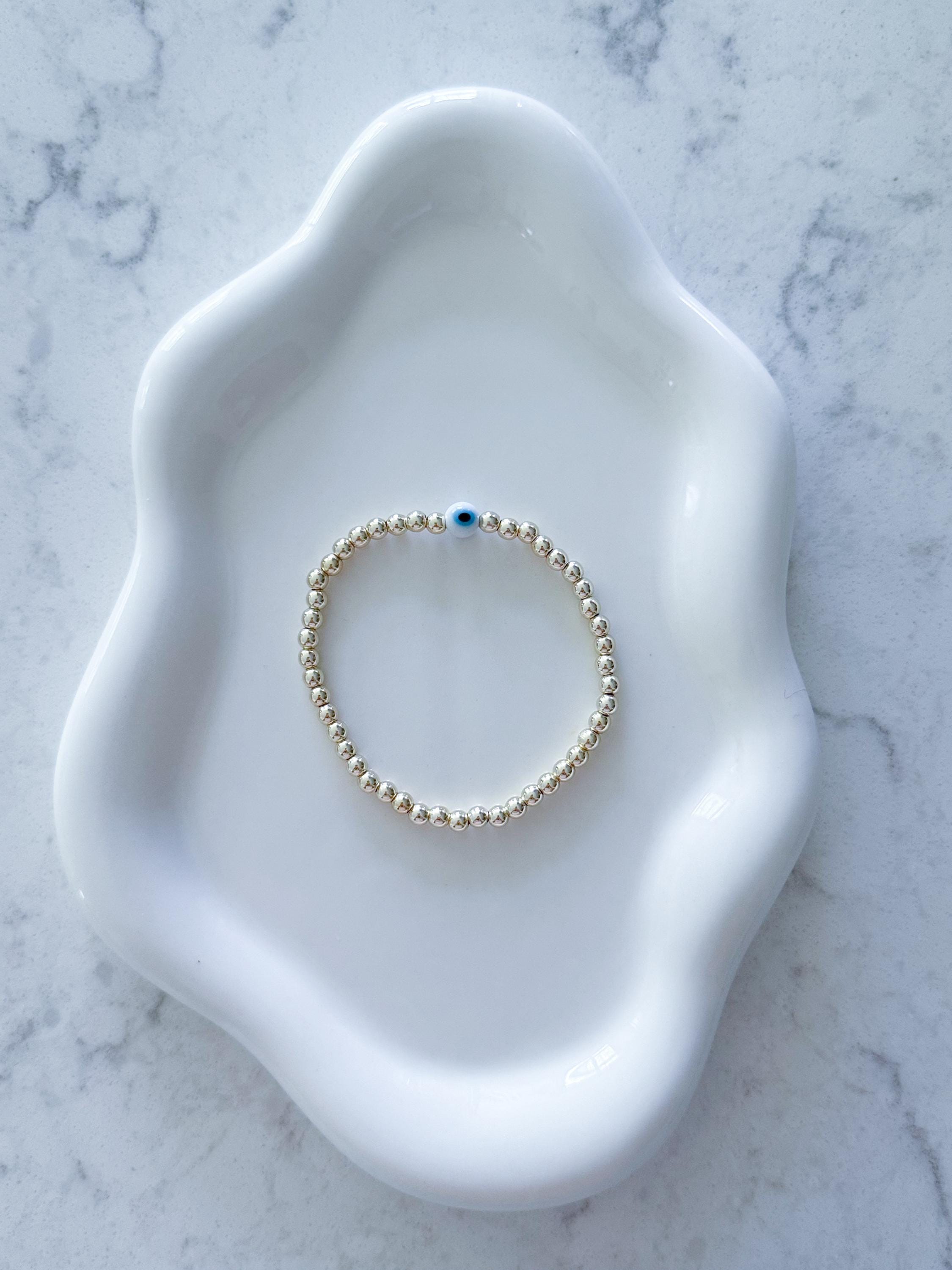 14kt Gold-Plated Evil Eye Bracelet: Dainty Beaded Protection
