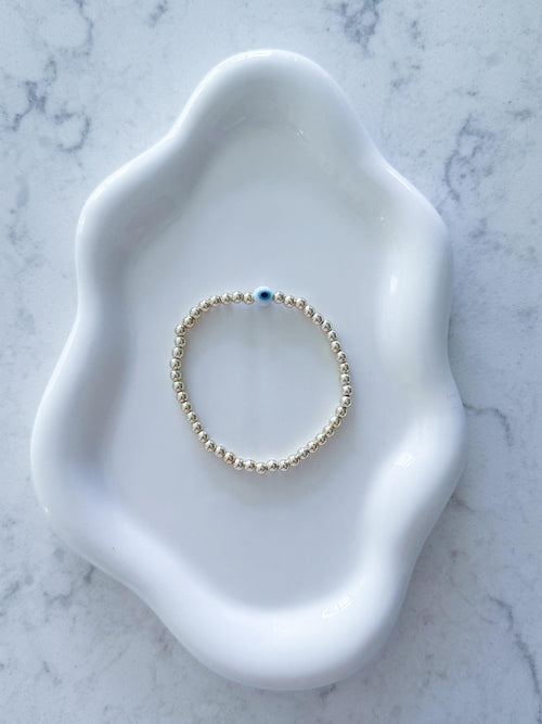14kt Gold-Plated Evil Eye Bracelet: Dainty Beaded Protection