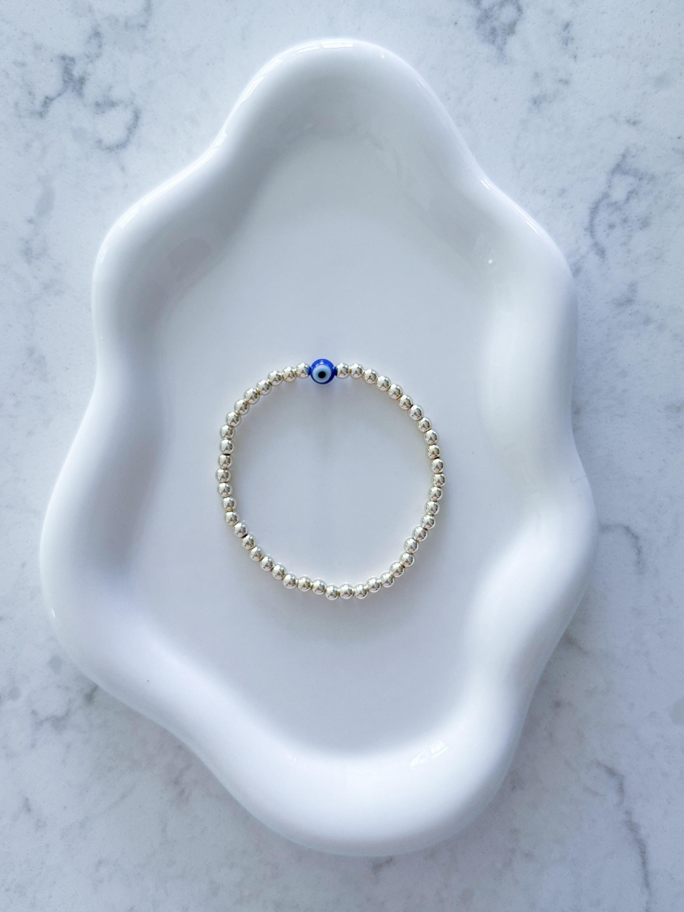 14kt Gold-Plated Evil Eye Bracelet: Dainty Beaded Protection