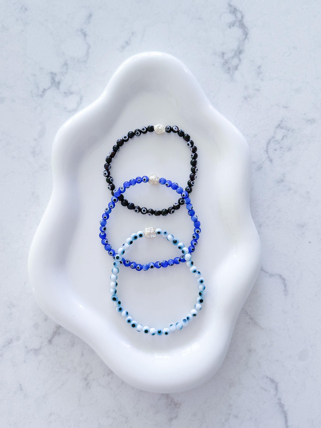 Dainty Evil Eye Bracelet: 14k Gold Filled, Custom Color Protection Jewelry