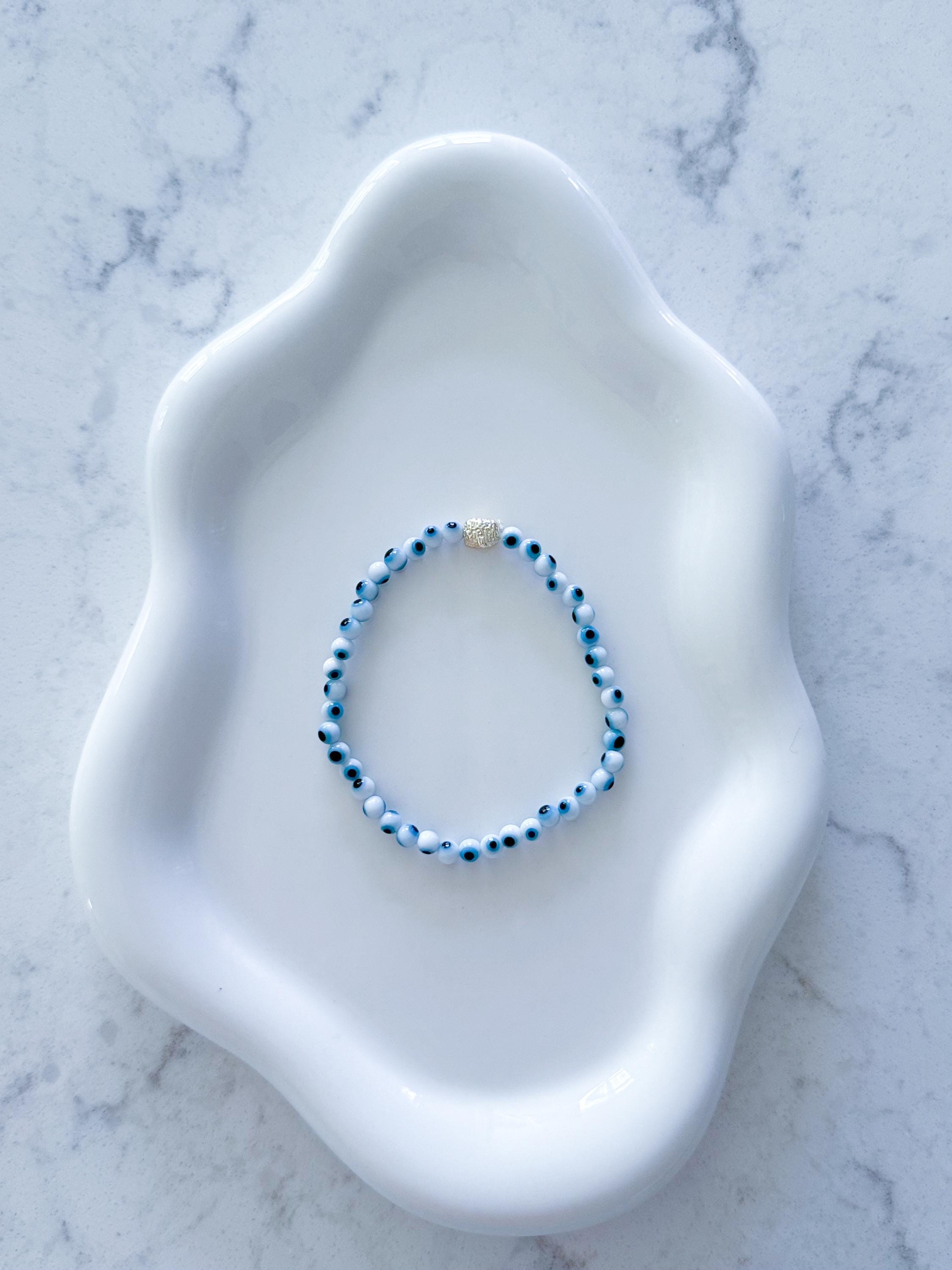Dainty Evil Eye Bracelet: 14k Gold Filled, Custom Color Protection Jewelry