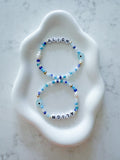 Custom Word Beaded Bracelet, Personalized Friendship Bracelet Evil Eye Protection, Inspirational Words f*ck off, grateful, strong AF