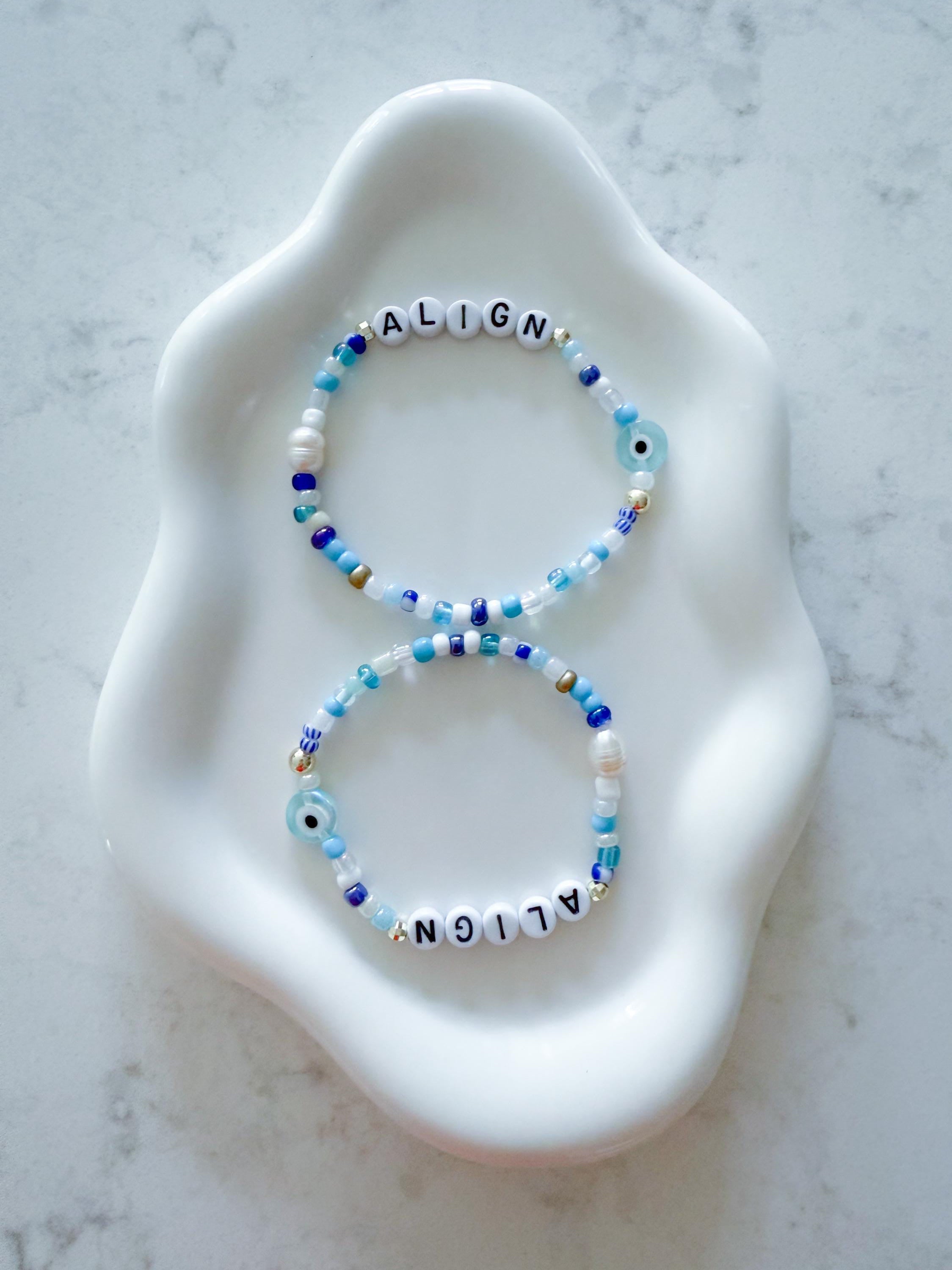 Custom Word Beaded Bracelet, Personalized Friendship Bracelet Evil Eye Protection, Inspirational Words f*ck off, grateful, strong AF