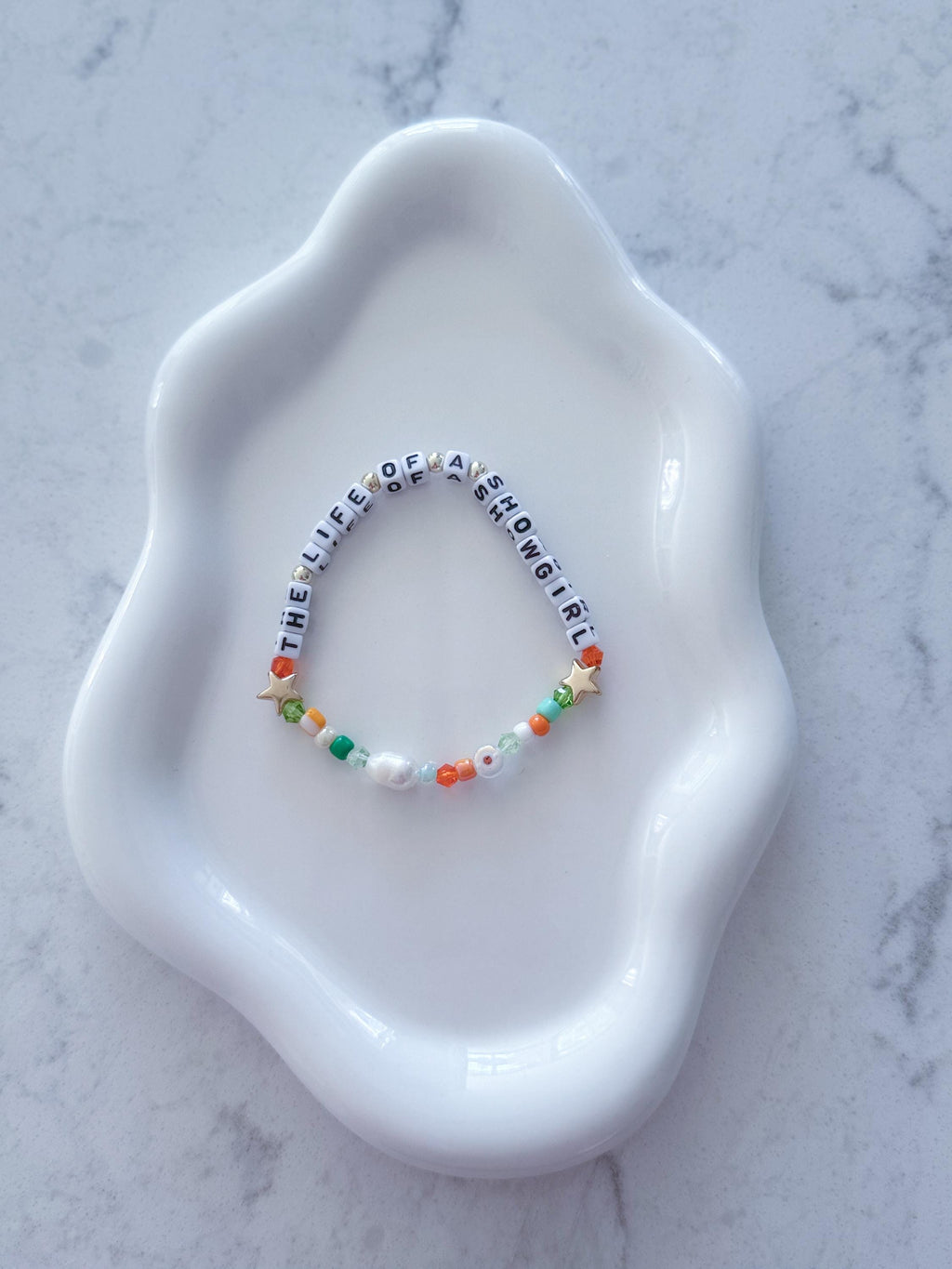 Showgirl Beaded Bracelet – Freshwater Pearls, 14K Gold-Filled, Evil Eye Charm