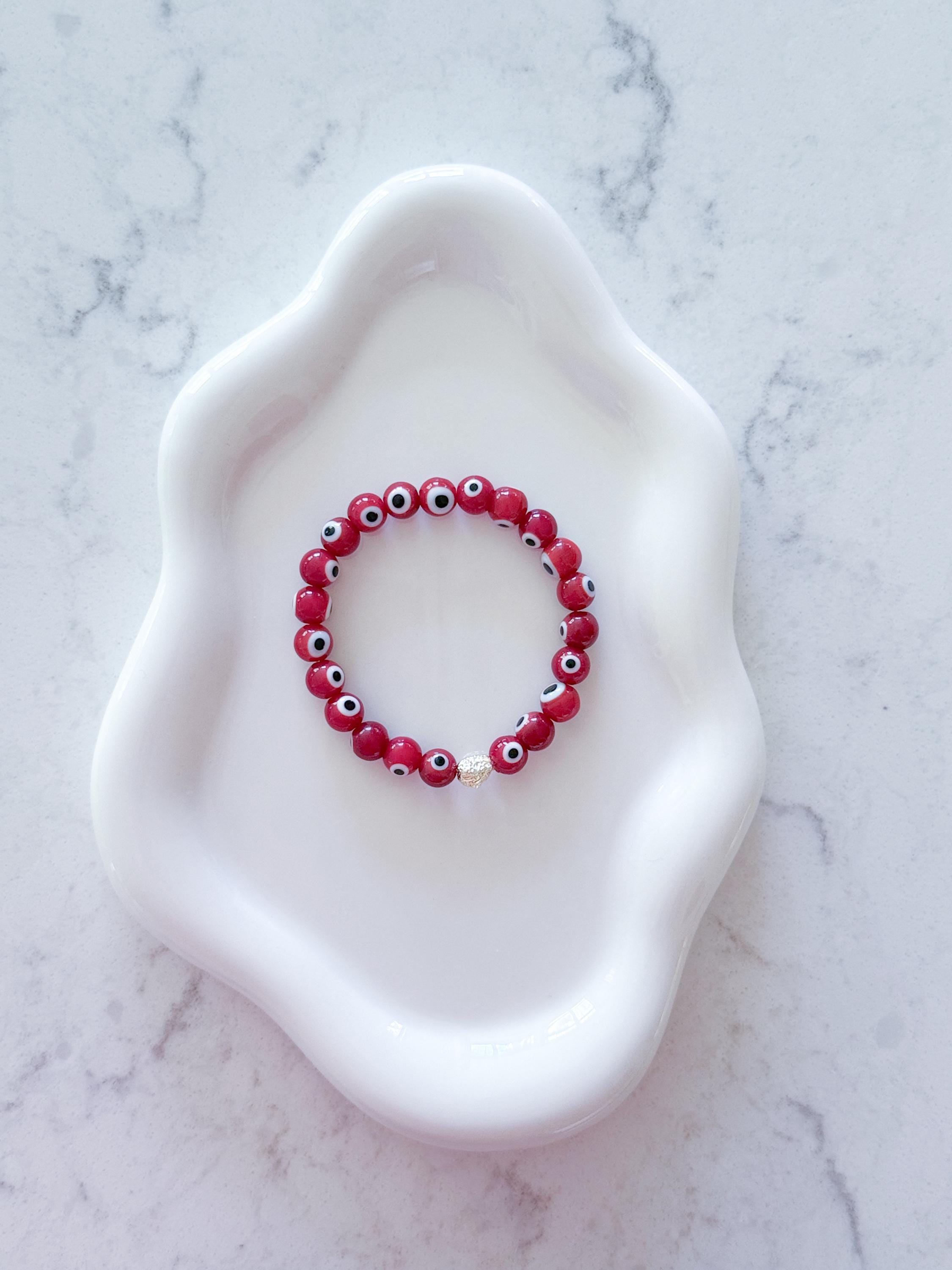 Evil Eye Bracelet: 14k Gold Plated Bead, Custom Color Protection Jewelry