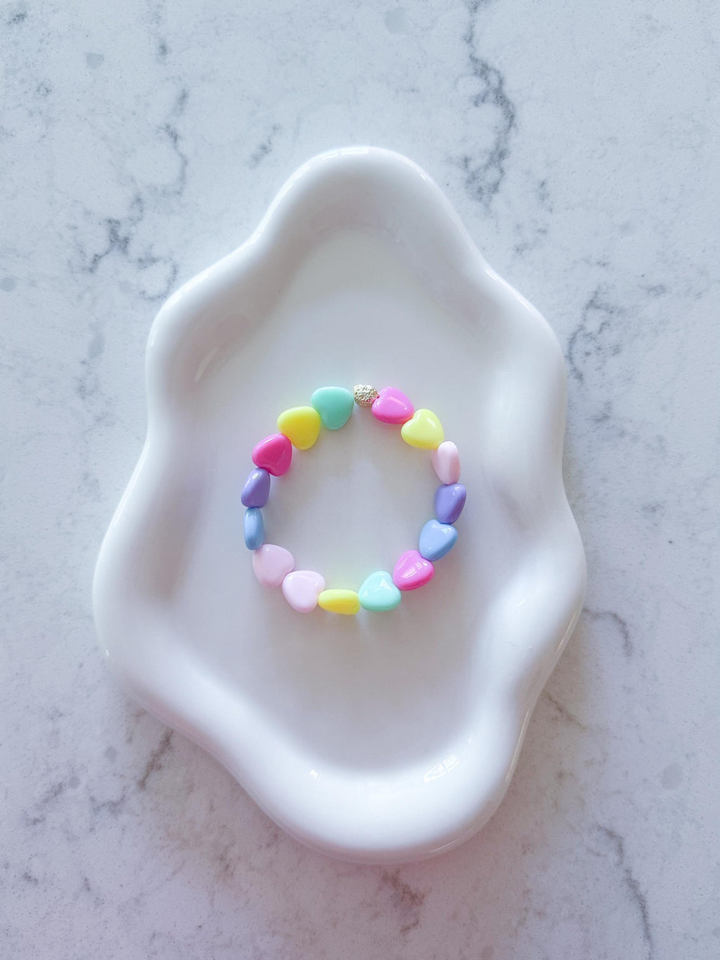 Pastel Heart Bracelet with 14k Gold-Plated Accent