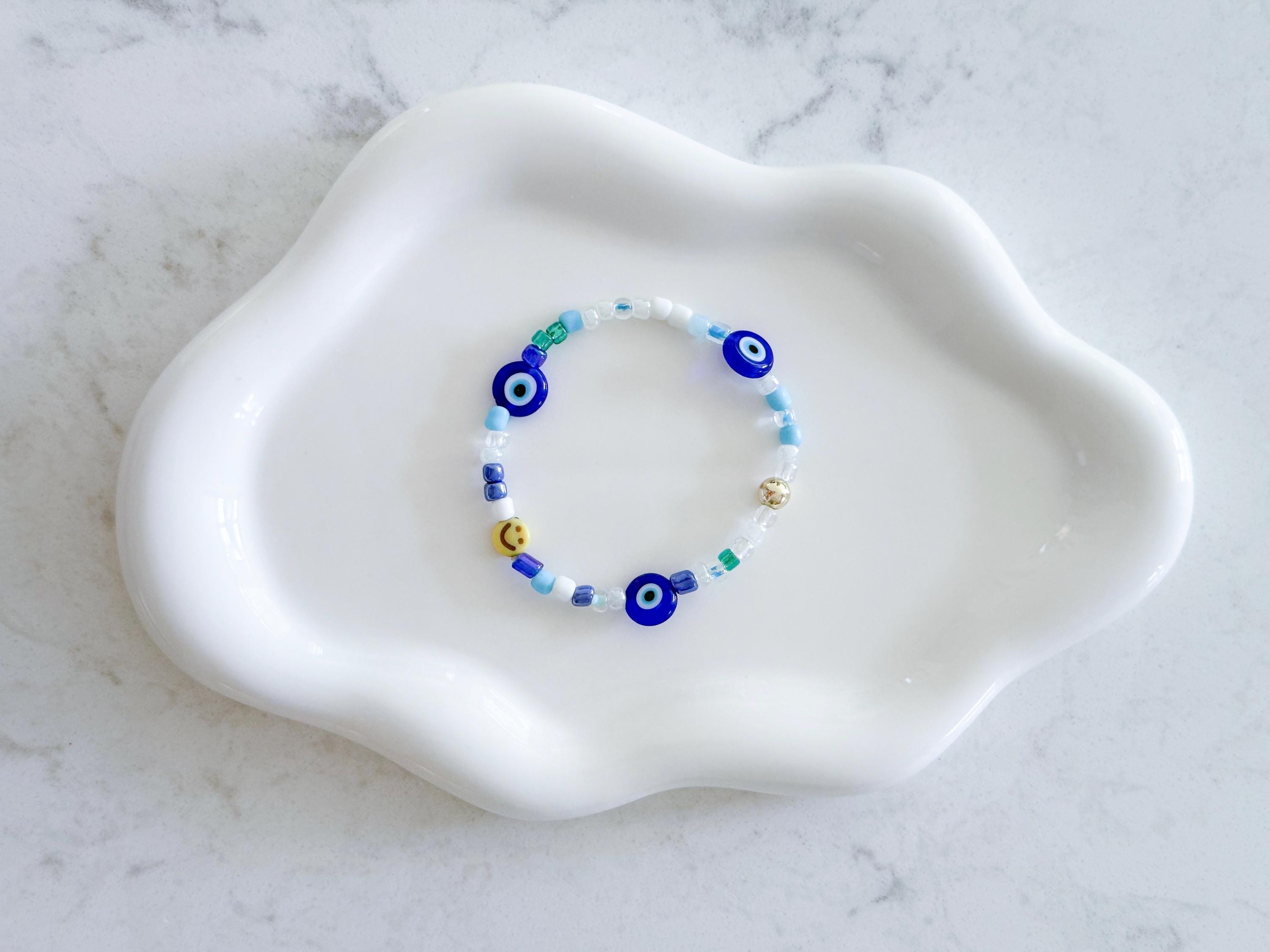 Triple Evil Eye Beaded Friendship Bracelet, Custom Protection Jewelry