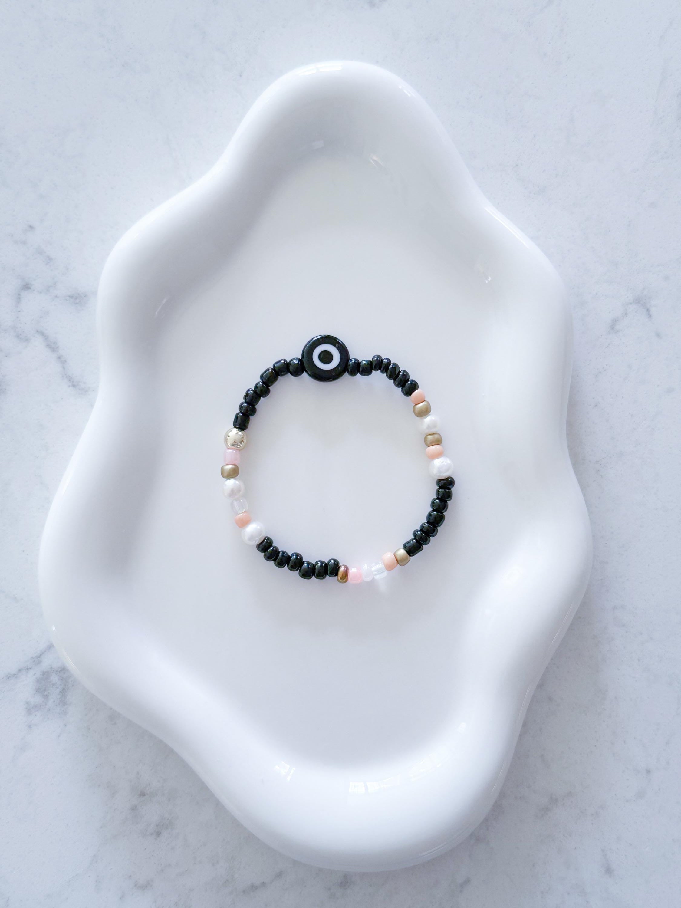 Beaded Evil Eye Bracelet, 14kt Gold-Filled, Friendship Jewelry