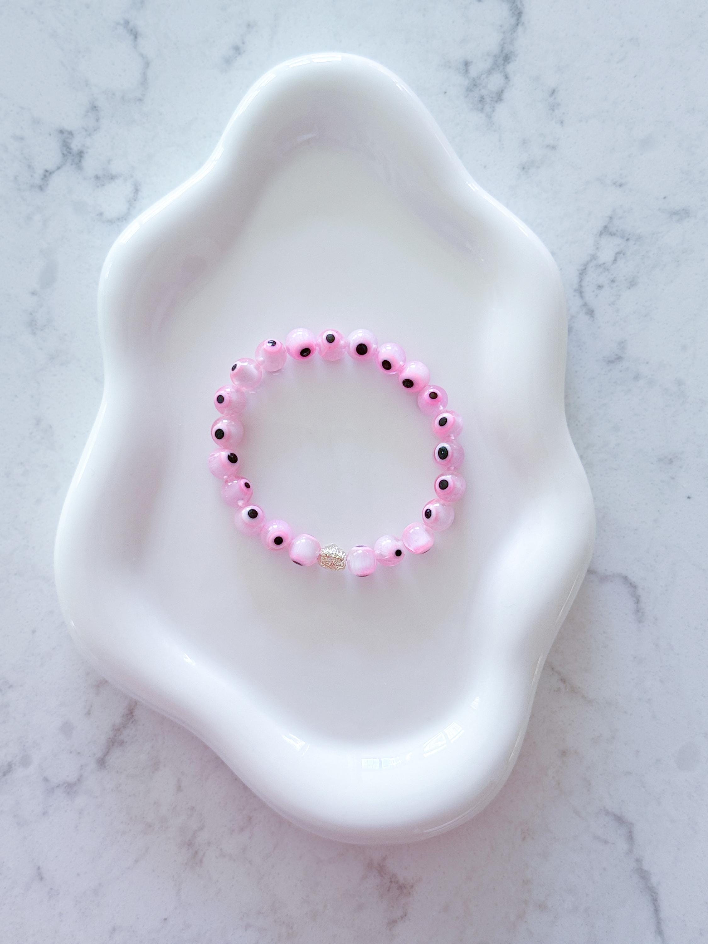 Evil Eye Bracelet: 14k Gold Plated Bead, Custom Color Protection Jewelry