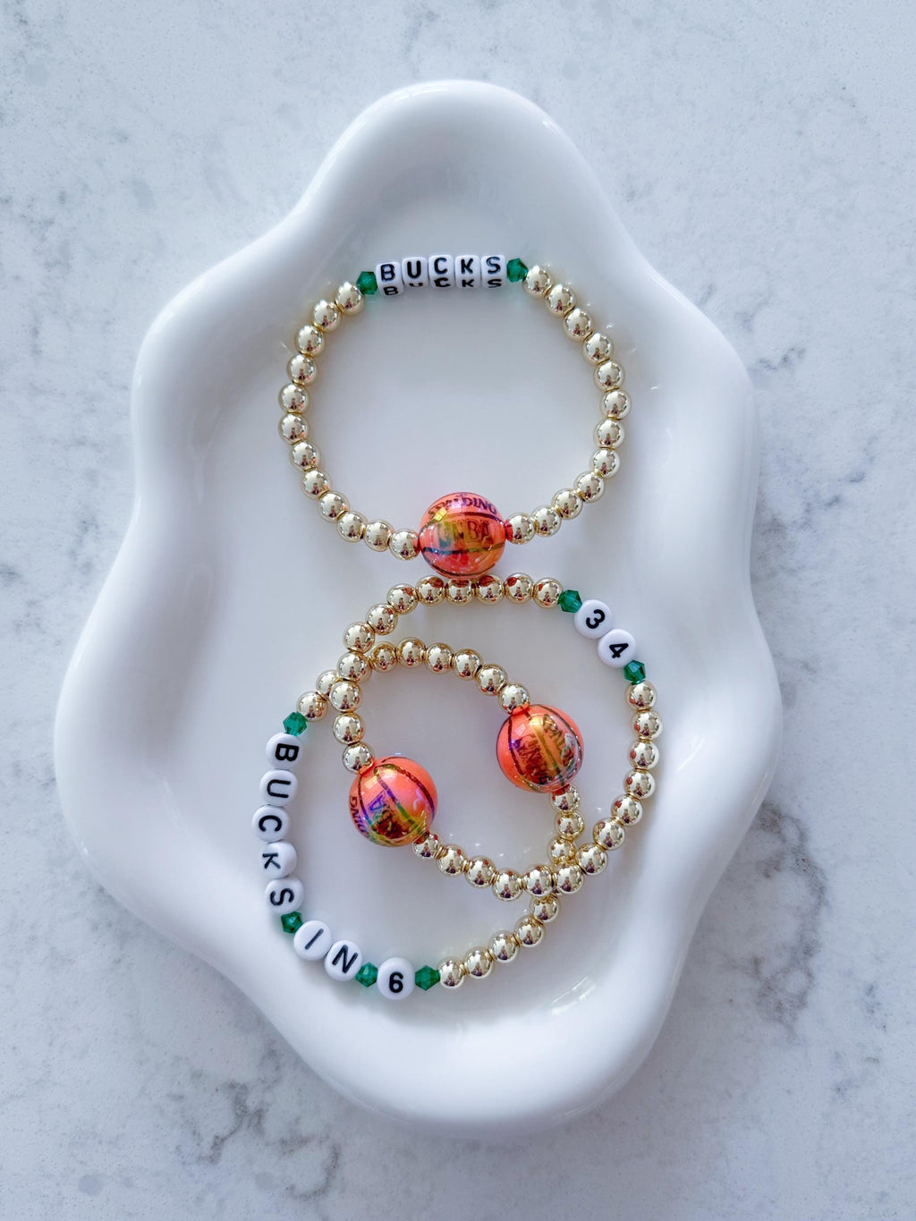 14KT Gold Plated Basketball Bracelet | Custom Team Colors, Sports Jewelry