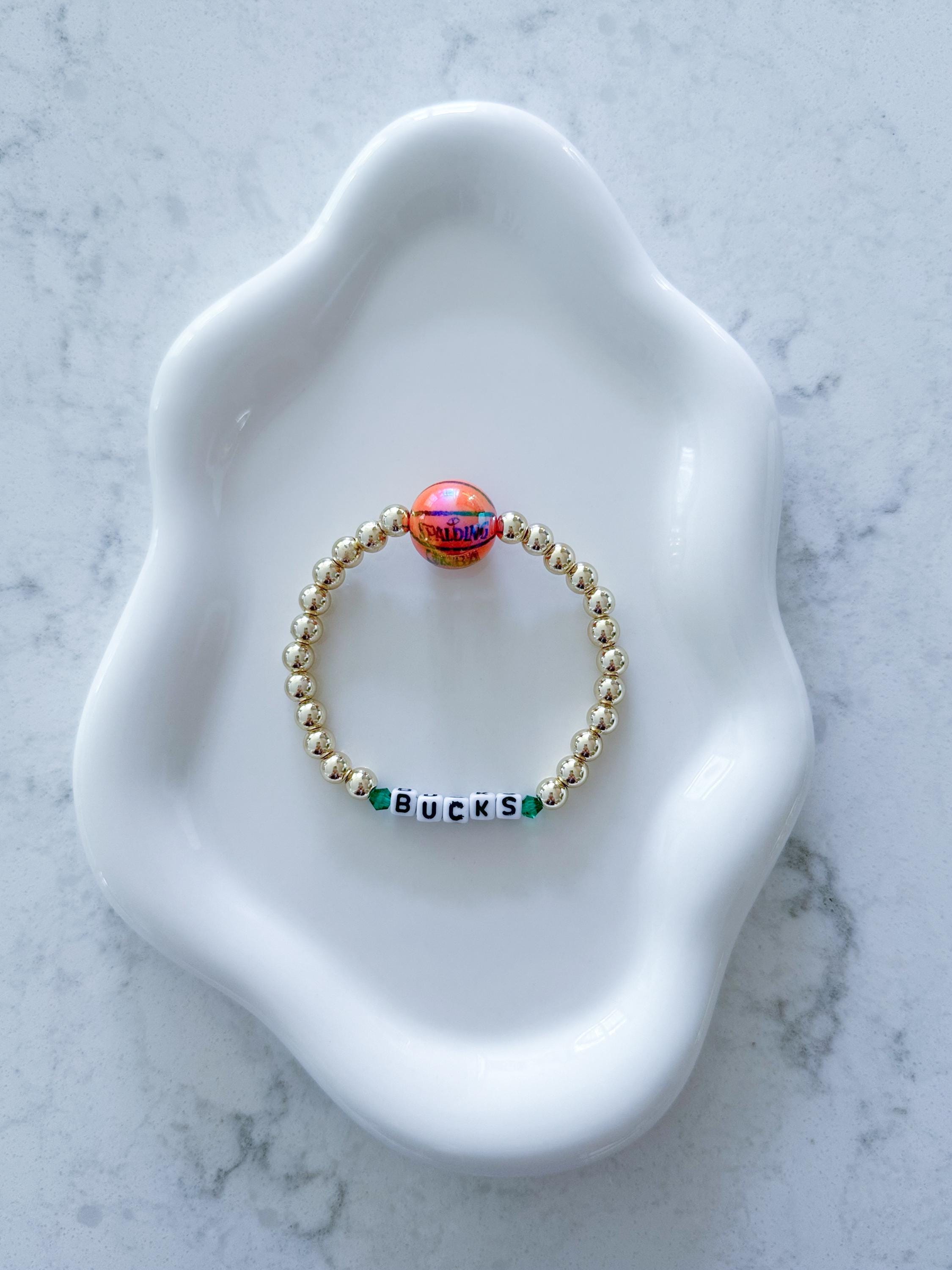 14KT Gold Plated Basketball Bracelet | Custom Team Colors, Sports Jewelry