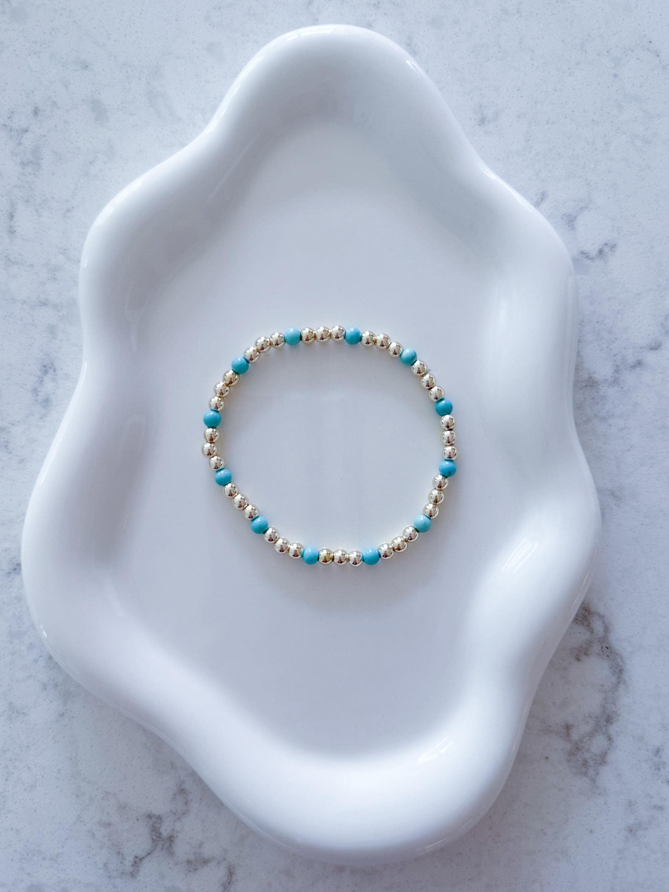 Genuine Turquoise Stone Bracelet | 14KT Gold Filled Bead, Layering Jewelry