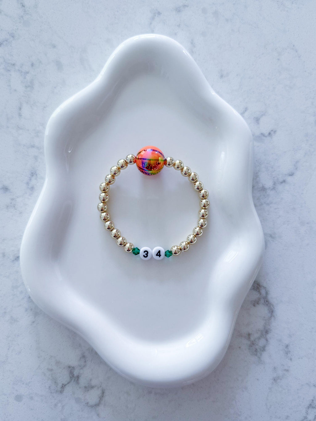14KT Gold Plated Basketball Bracelet | Custom Team Colors, Sports Jewelry