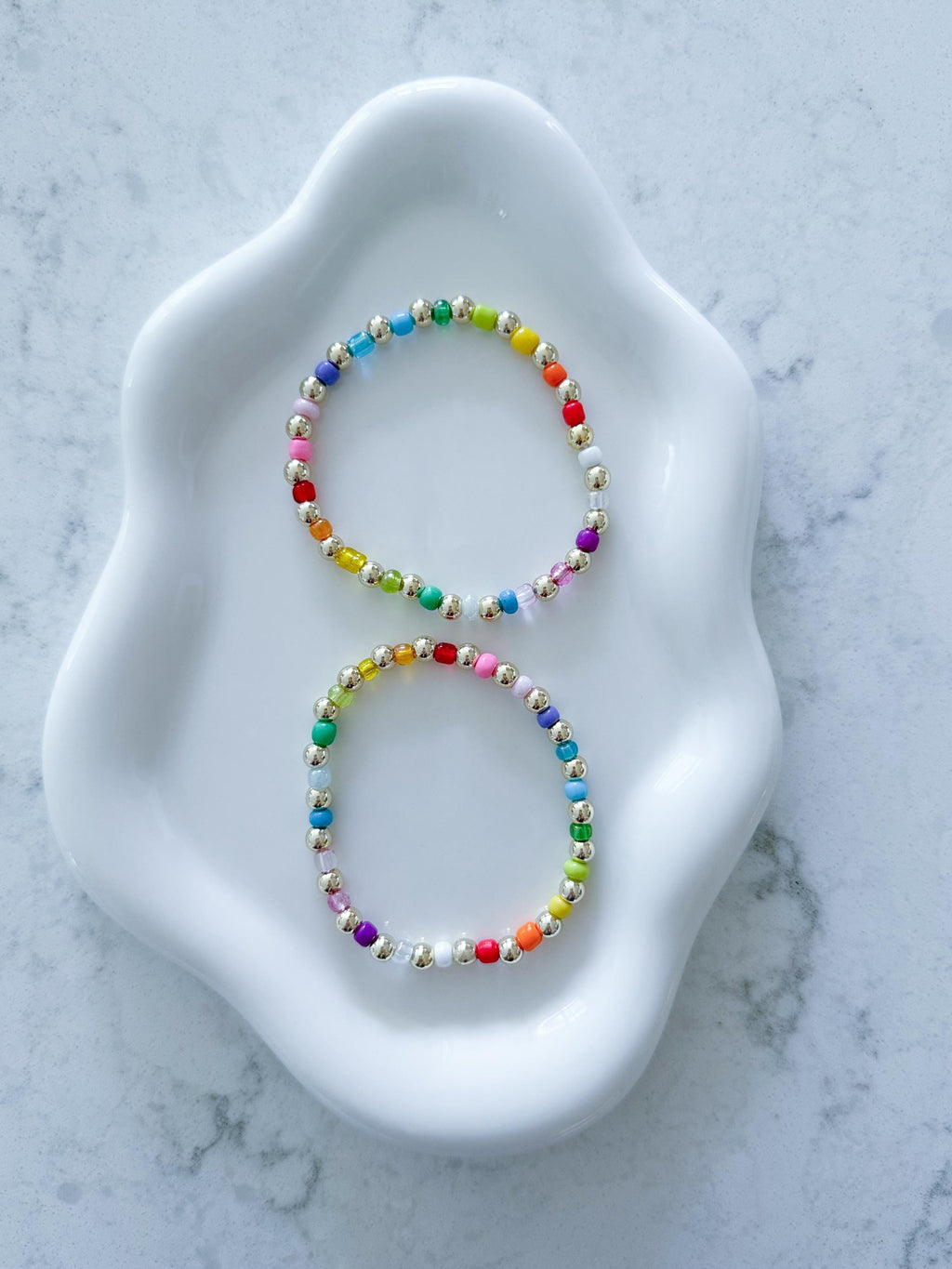 Rainbow Beaded 14KT Gold Filled or Gold Plated Stacking Bracelet | Colorful Beads & Gold Filled Beads | Layered Stackable Minimalist Jewelry