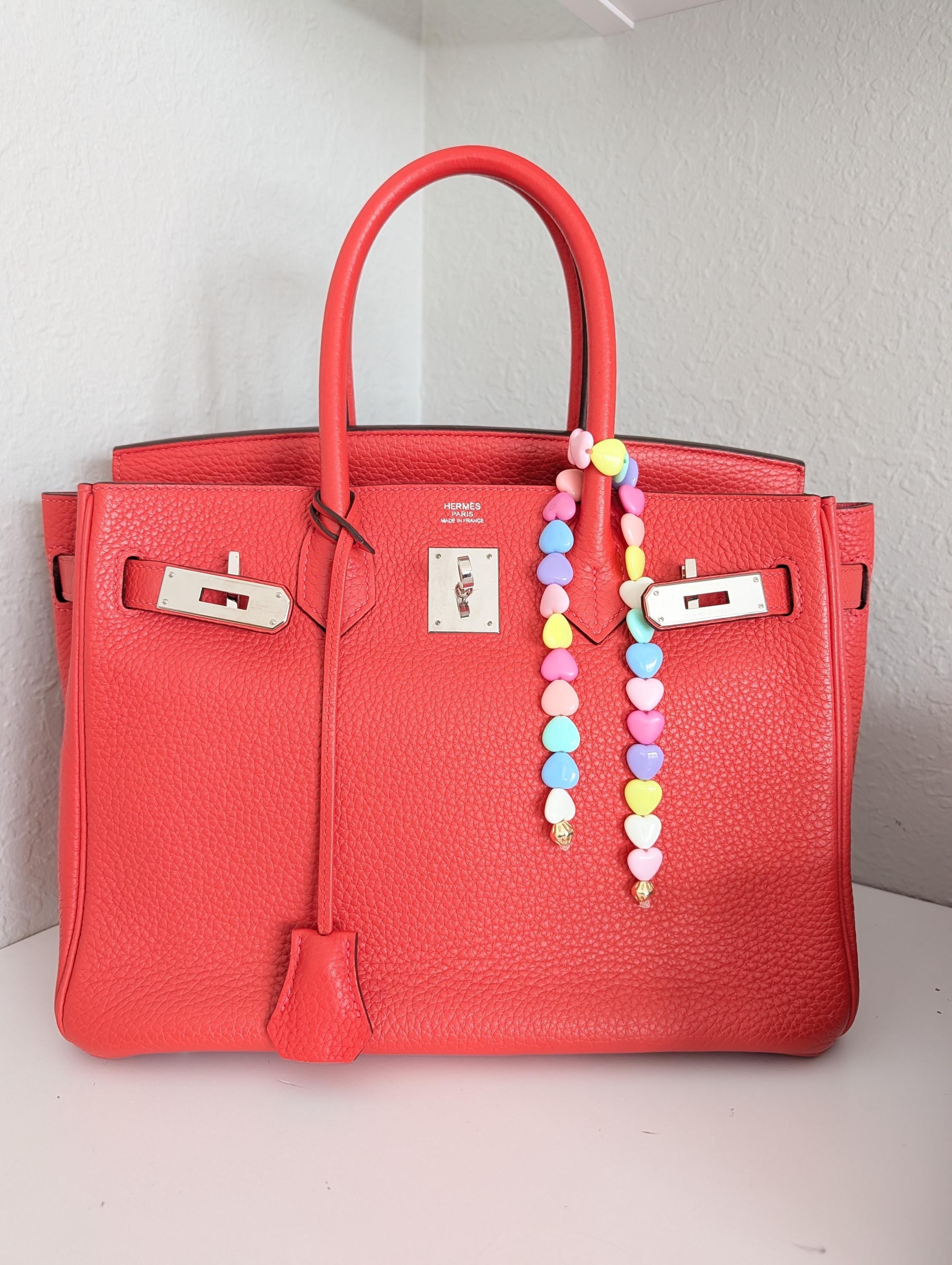 Pastel Heart Bag Charm – Handmade Beaded Handbag Charm with Gold Accents | Matching Bracelet Available