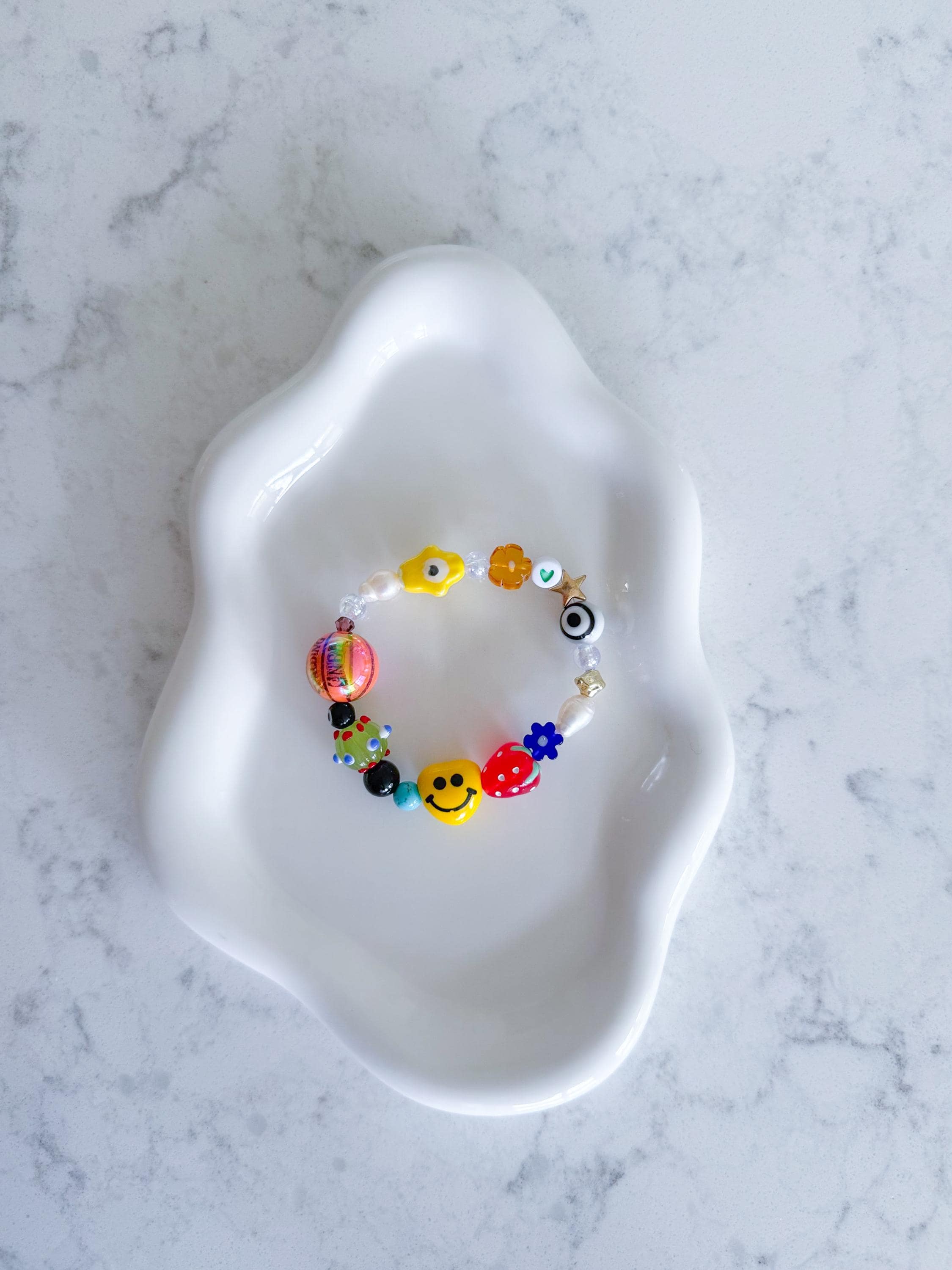 Chunky Beaded Bracelet, Freshwater Pearl, Turquoise, Evil Eye, Hamsa, Smiley Charm, Sports, Hamsa