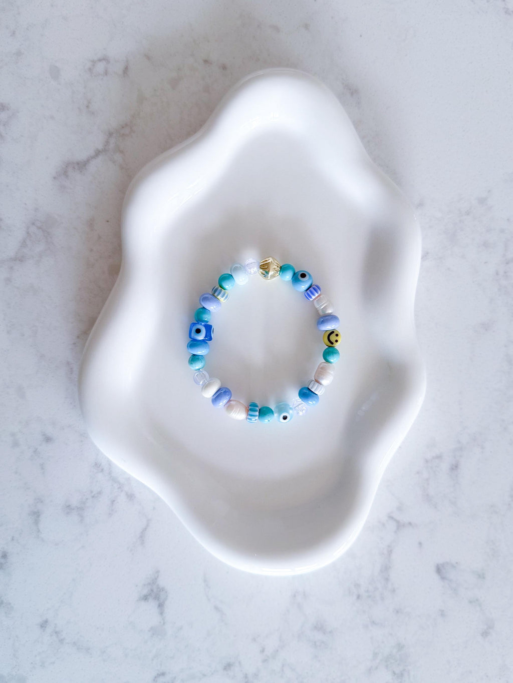 Evil Eye Beaded Bracelet, Freshwater Pearl Chunky Bracelet, Gold Statement Stack, Turquoise, Protection Jewelry
