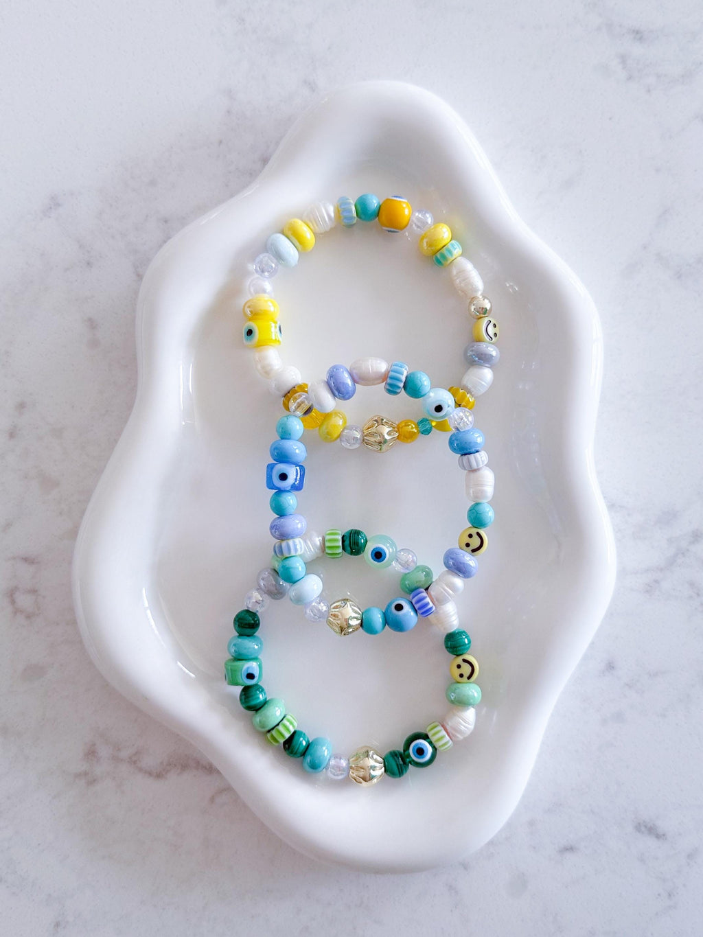 Evil Eye Beaded Bracelet, Freshwater Pearl Chunky Bracelet, Gold Statement Stack, Turquoise, Protection Jewelry