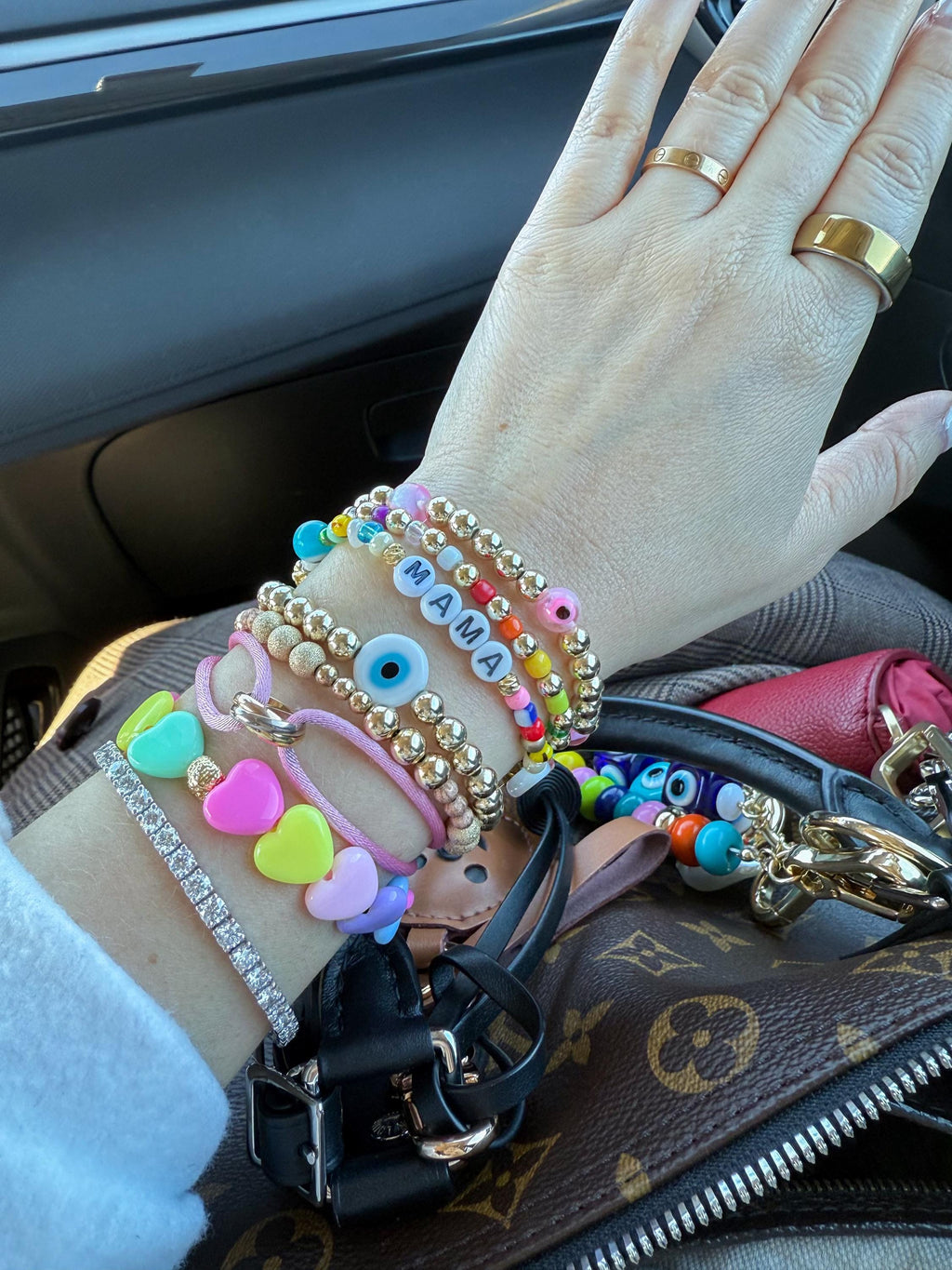 14k Gold Filled Mixed Bead Bracelet Yellow & Rose Gold Sparkle, Dainty Stacking, Everyday Luxury