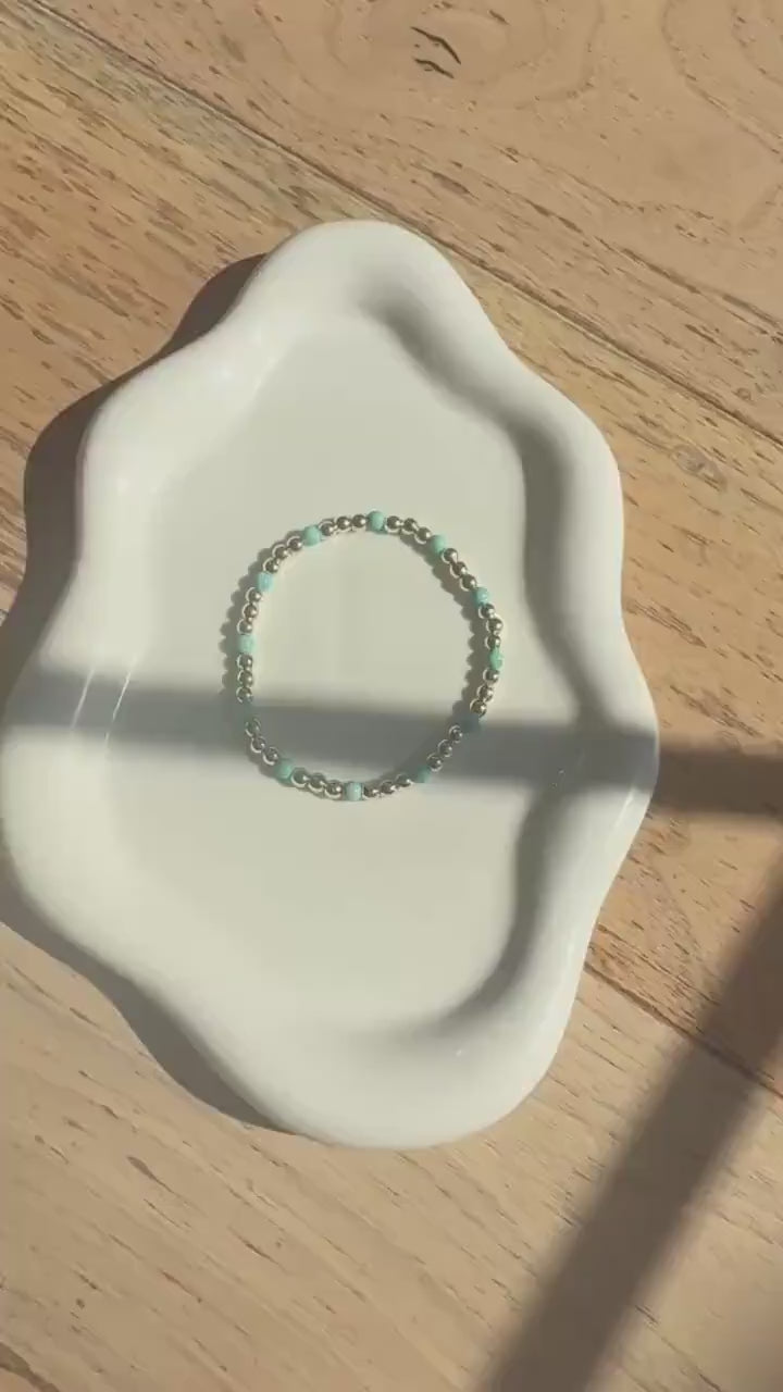 Genuine Turquoise Stone Bracelet | 14KT Gold Filled Bead, Layering Jewelry